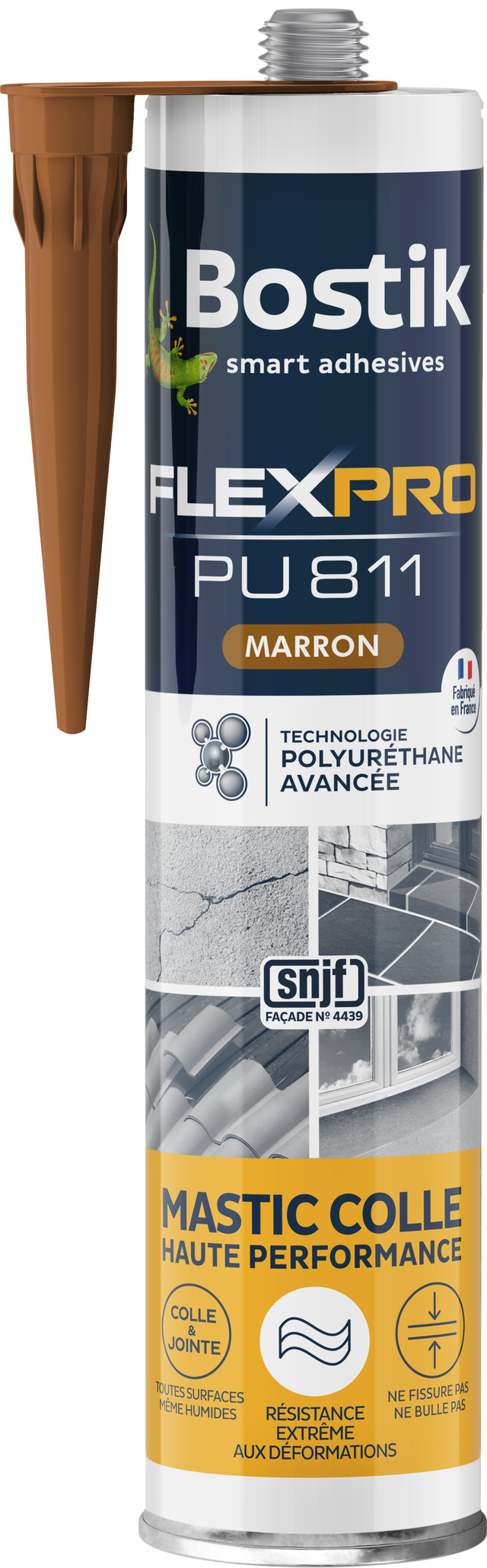 Mastic colle et joint haute performance marron 300 ml Flexpro Pu 811 - BOSTIK
