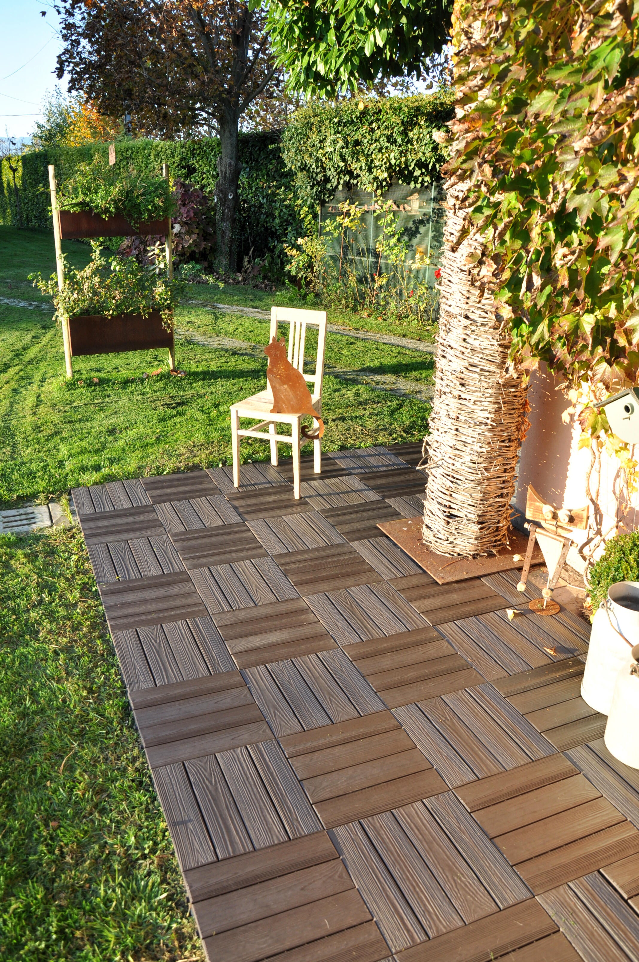 Lot 14 dalles clipsables pvc Easywood, marron foncé, L.37.7 x l.18.6cm x Ep.17mm - 2
