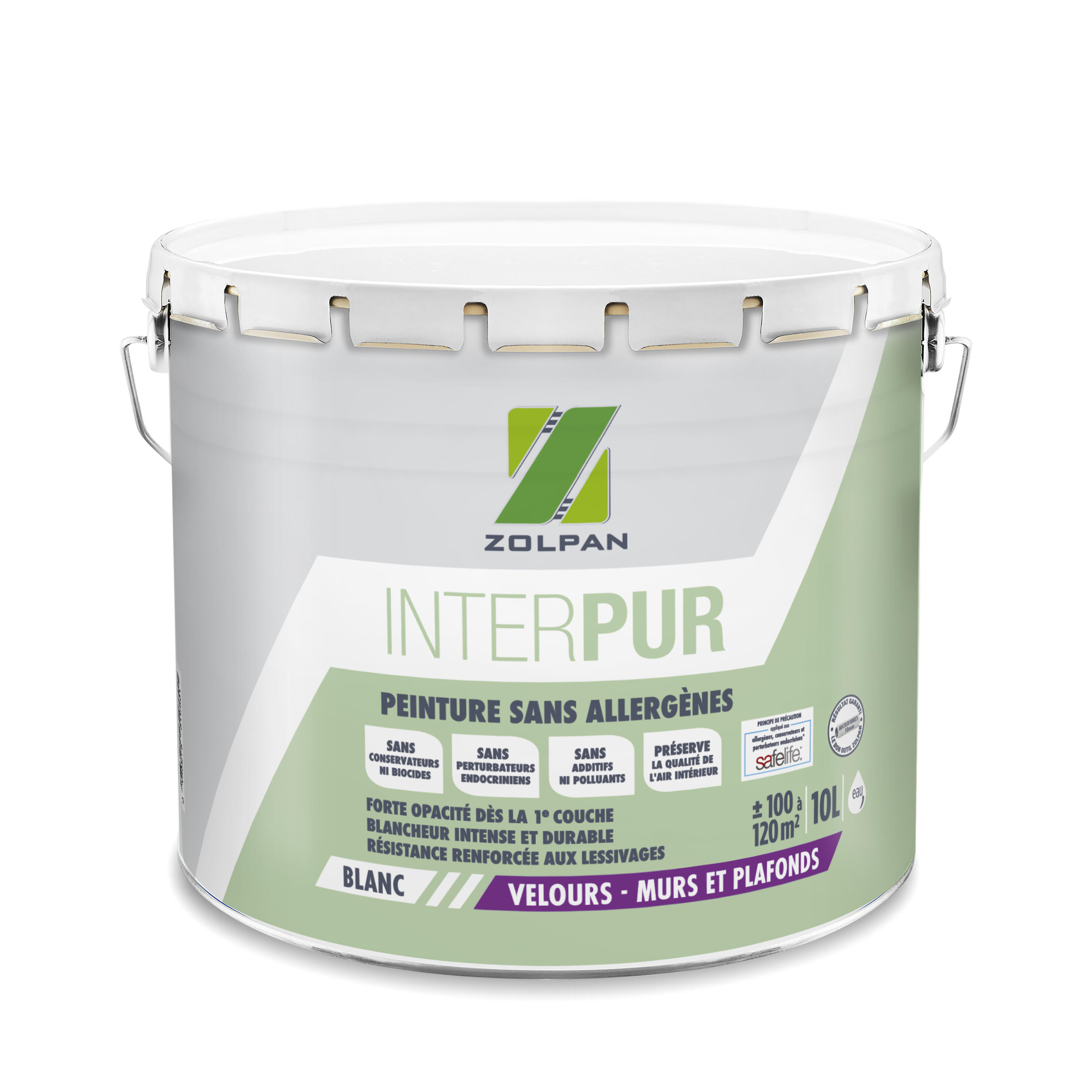 Peinture mur et plafond blanc velours ZOLPAN Inter pur 10l Leroy Merlin