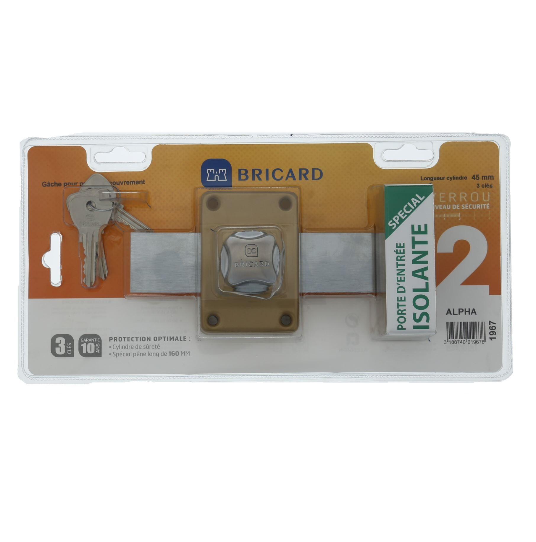 Verrou BRICARD Alpha, L.45 mm ent.fix. 43  l.60 x h.87 mm - 7