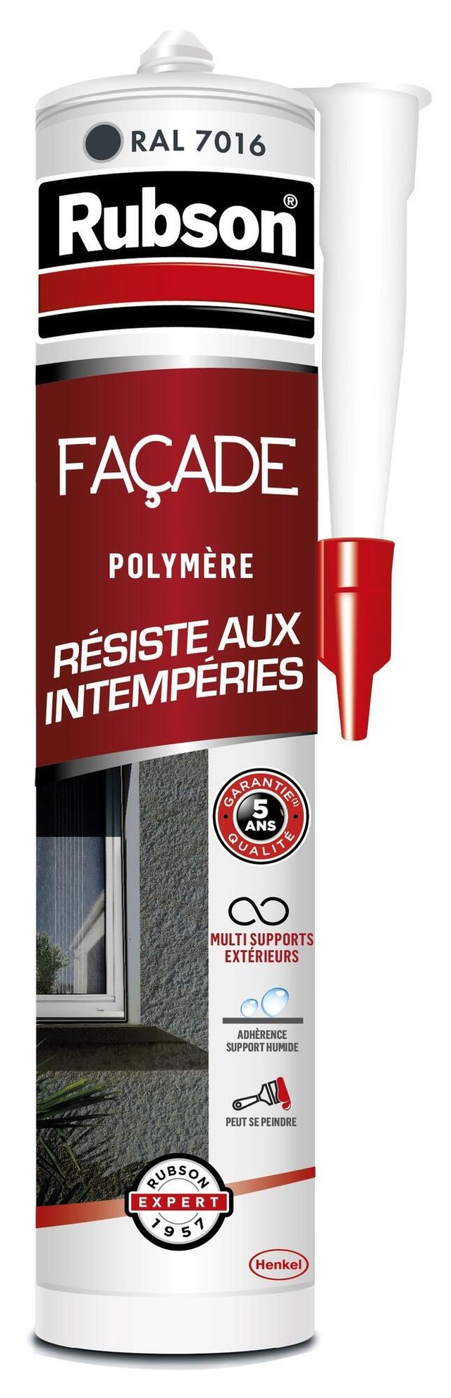 Mastic d'étanchéité Façades RUBSON gris foncé, 280 ml