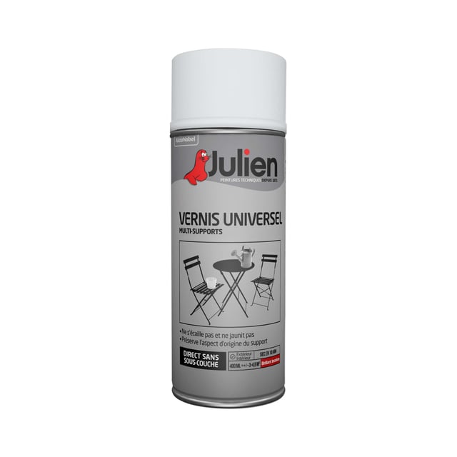 Vernis en bombe aérosol Universel multisupports JULIEN incolore brillant 400 ml