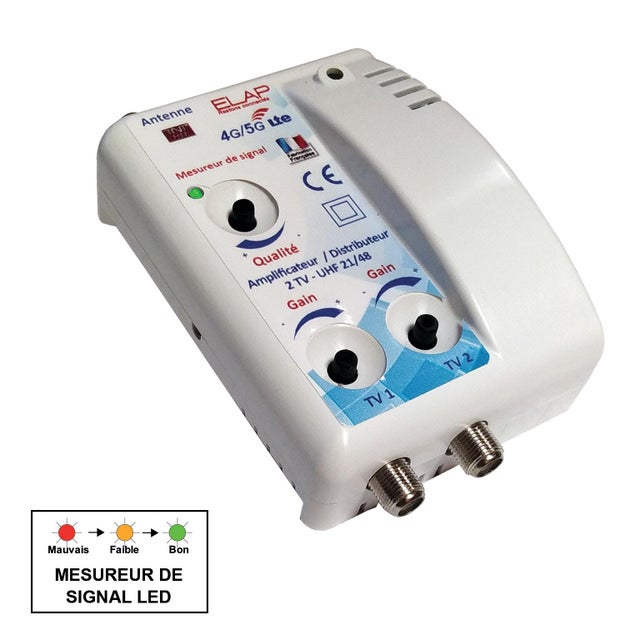 Aribrnten Amplificateur de Signal Intérieur pour Répartiteur de Signal TV par Câble, Équipement TV Domestique 45 MHz à 860 MHz, 1 Entrée 6 Sorties, Prise EU Aribrnten Amplificateur de Signal Intérieur pour Répartiteur de Signal TV par Câble, Équipement TV Domestique 45 MHz à 860 MHz, 1 Entrée 6 Sorties, Prise EU