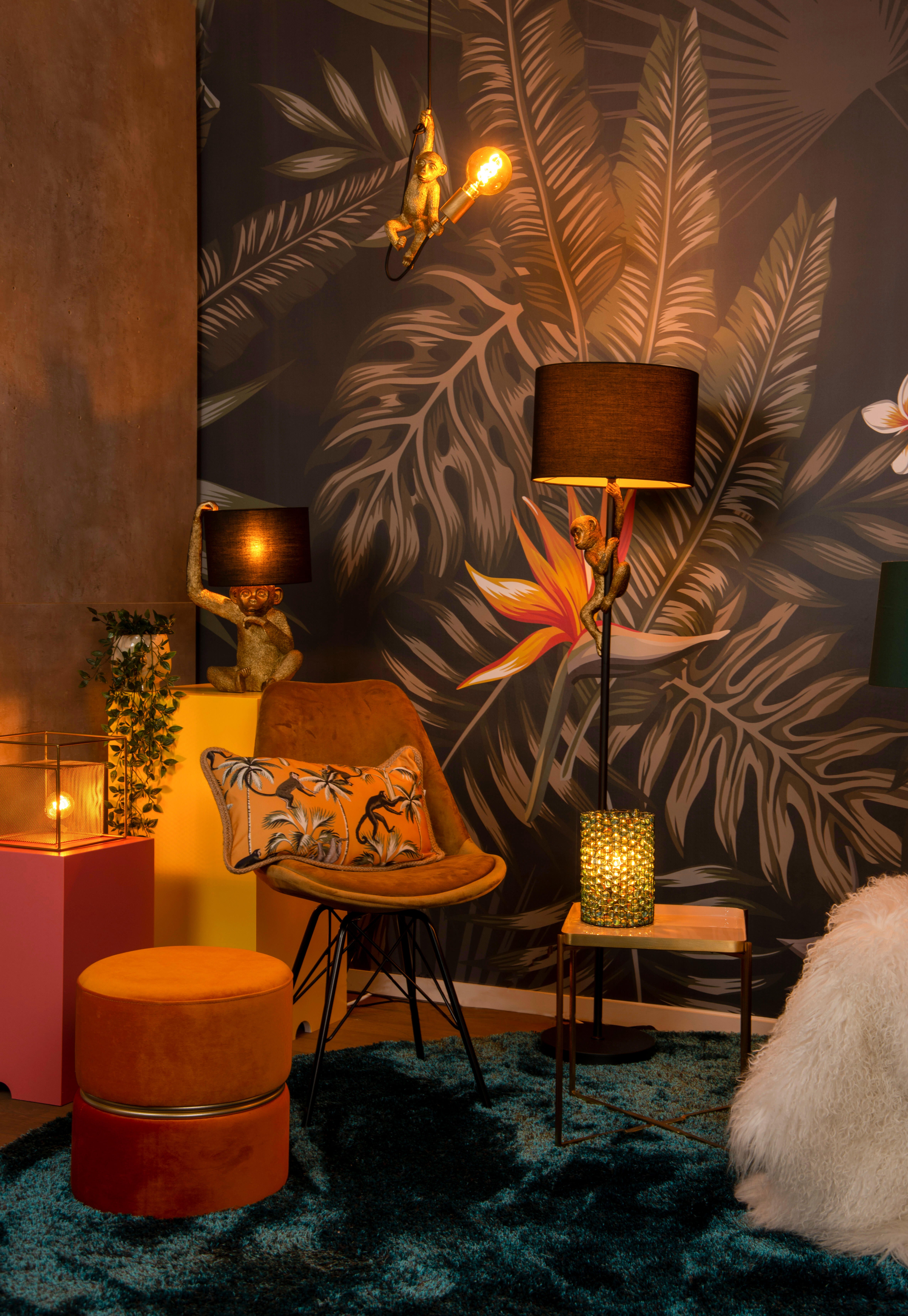 Lampadaire Chimp, coton,  H.150 cm, E27 - 8