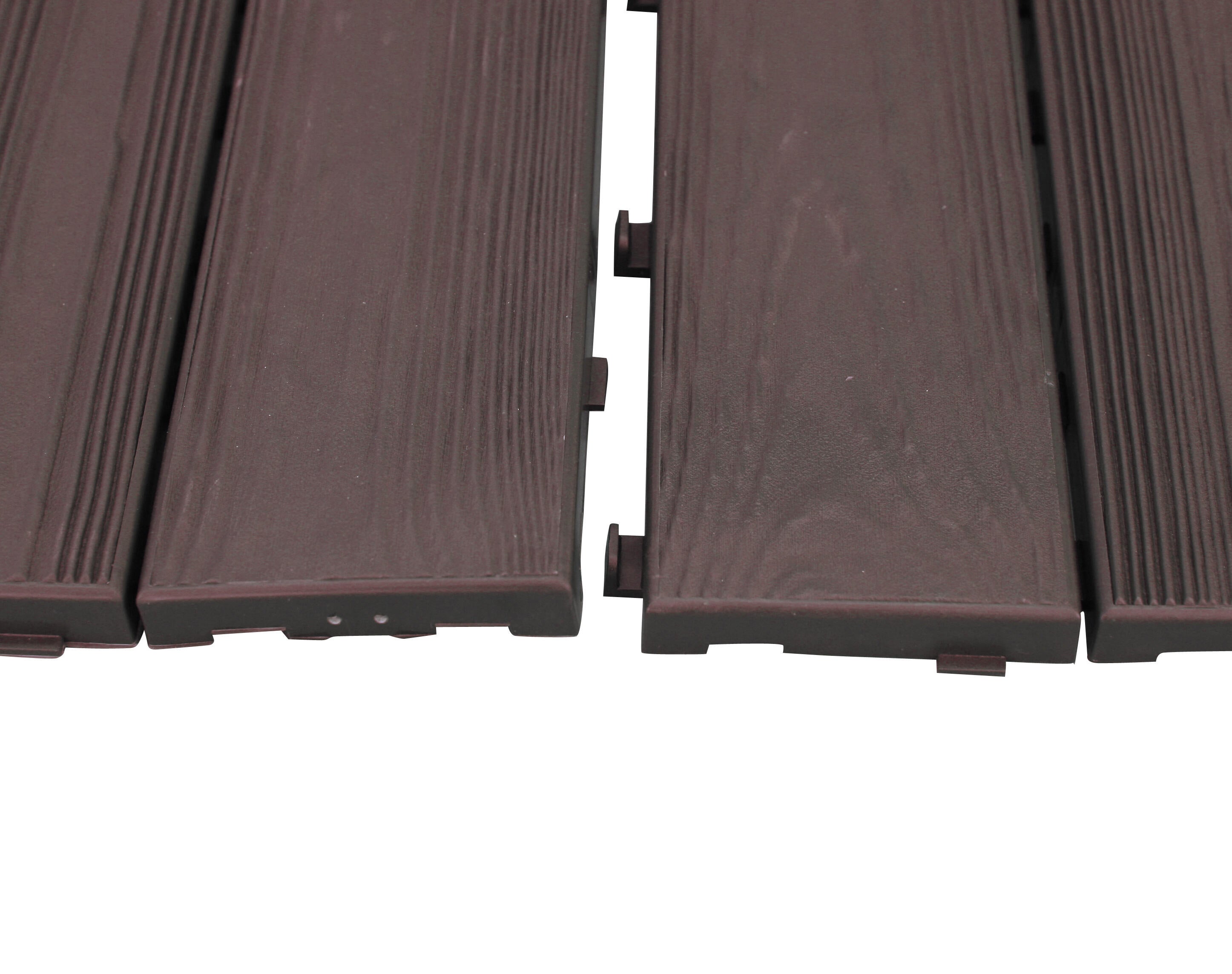 Lot 14 dalles clipsables pvc Easywood, marron foncé, L.37.7 x l.18.6cm x Ep.17mm - 8