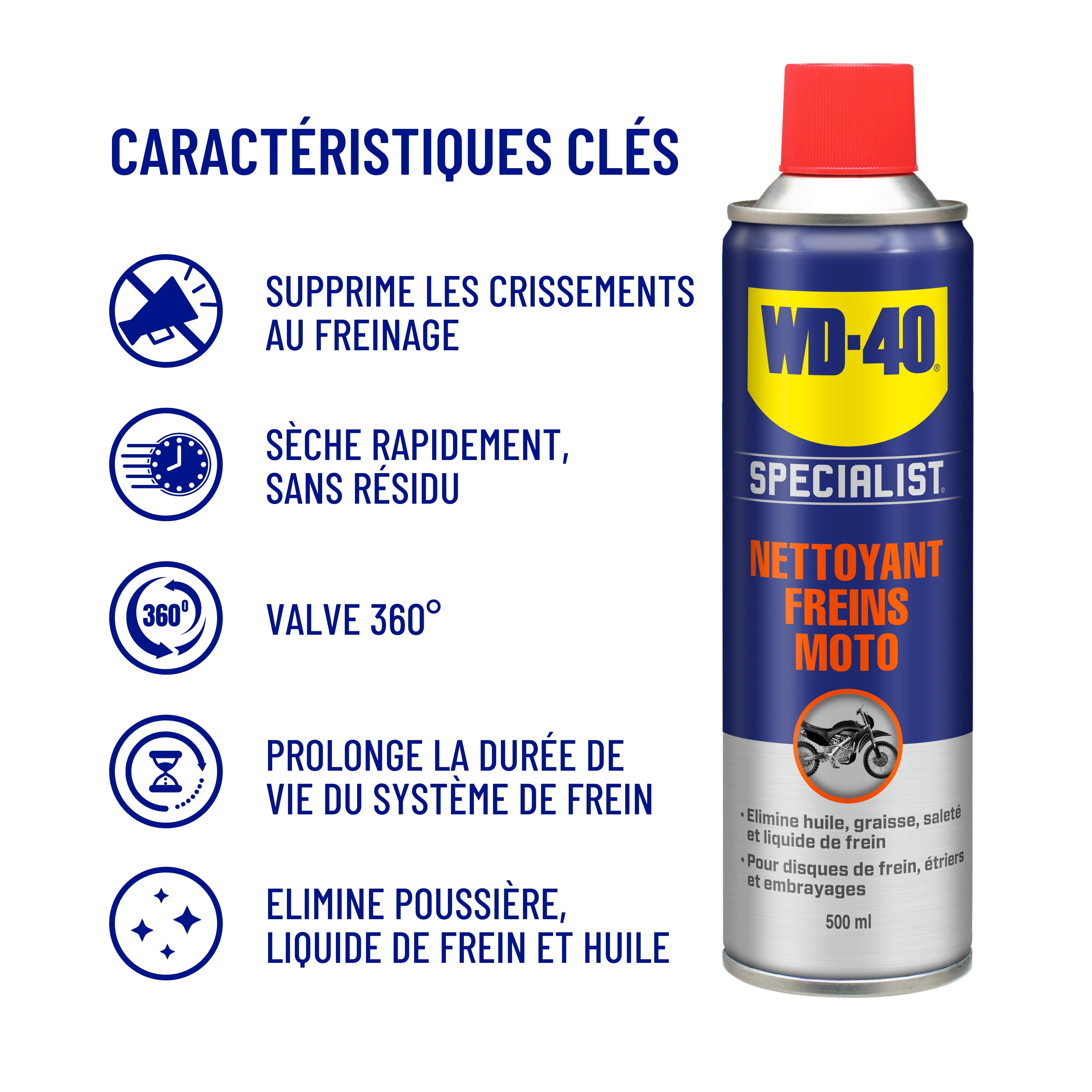 Nettoyant freins moto WD-40, 500 ml - 2