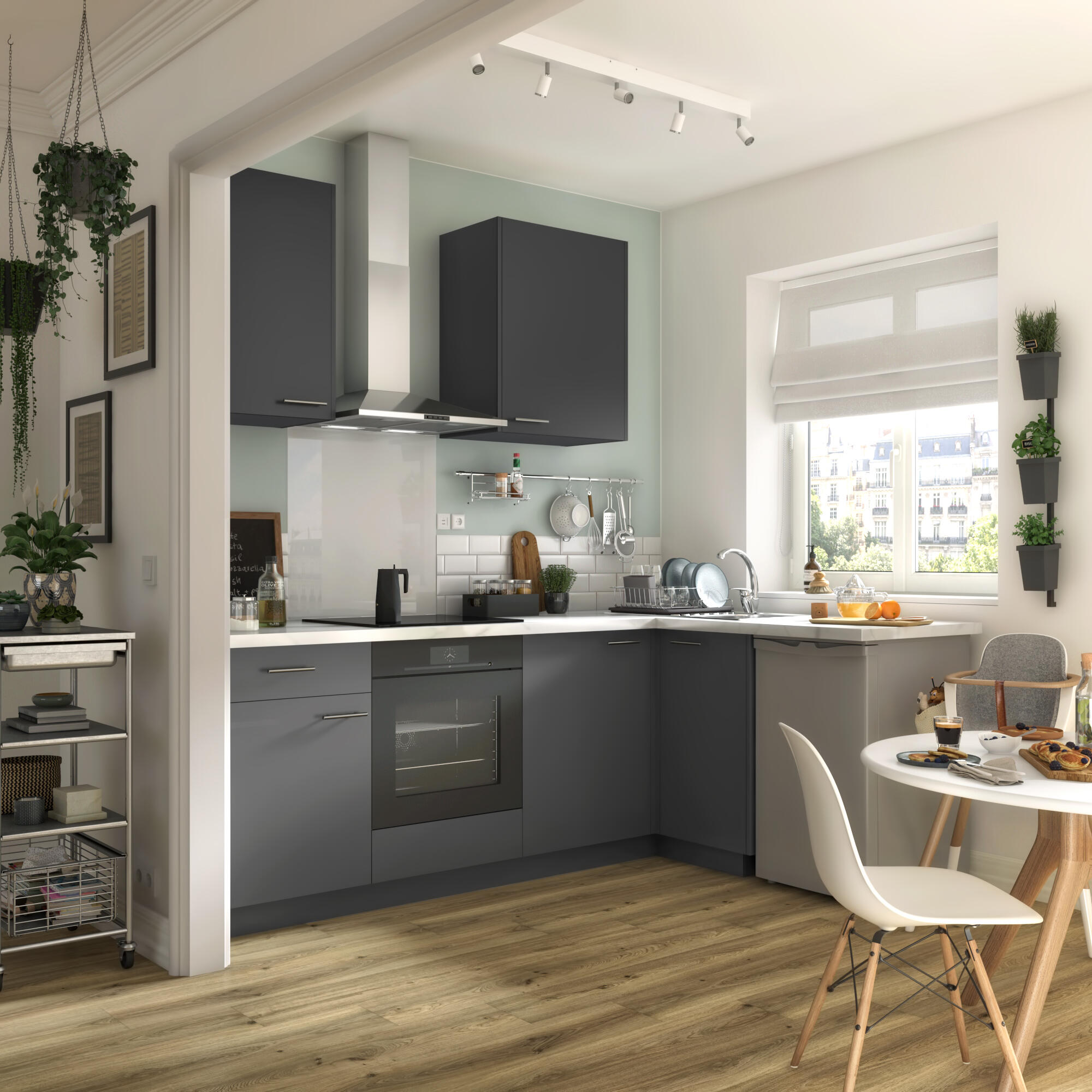 Façade de tiroir de cuisine Sofia gris mat H.16.7 x l.59.7 cm - 4