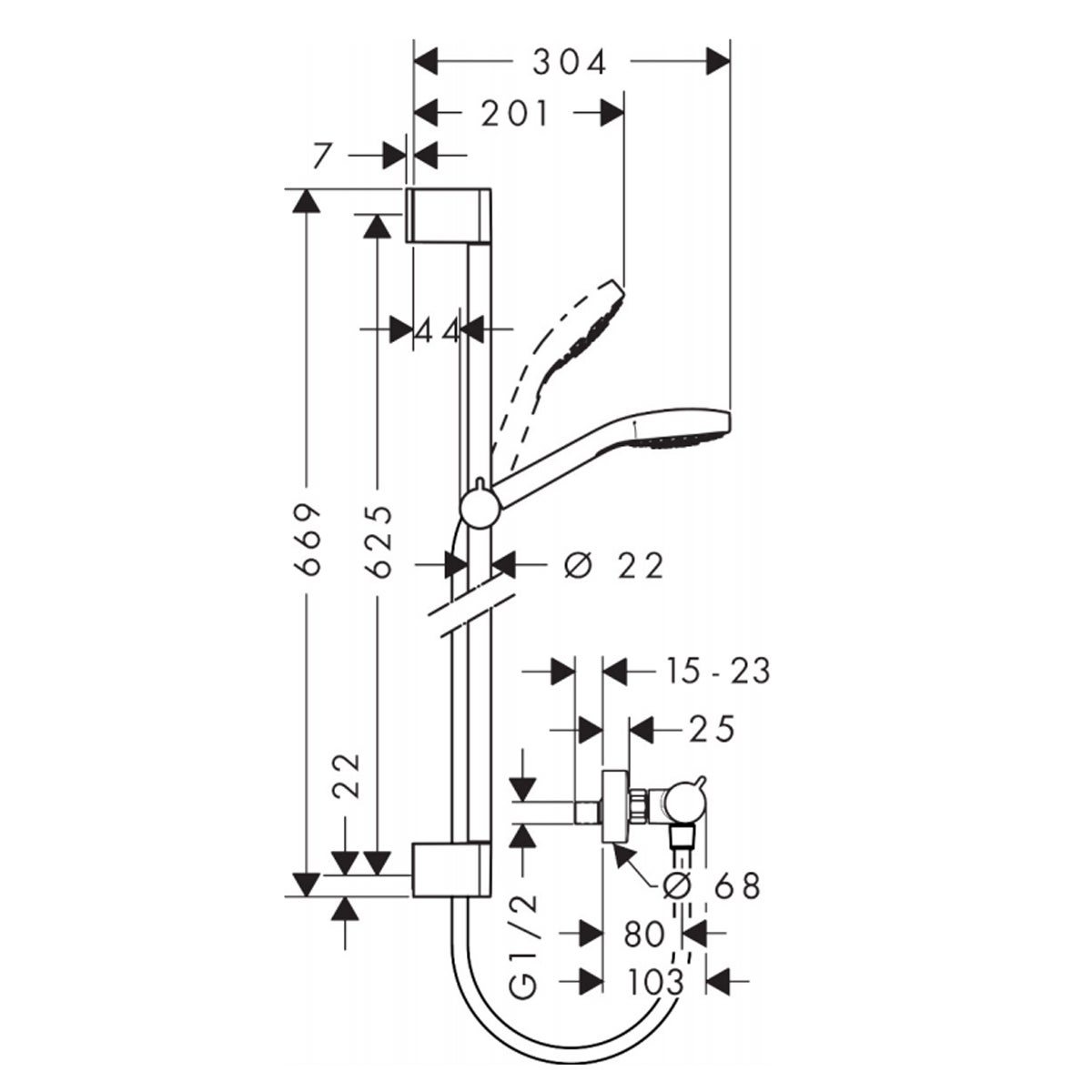 Ensemble de douche thermostatique HANSGROHE Croma select e vario chromé - 5