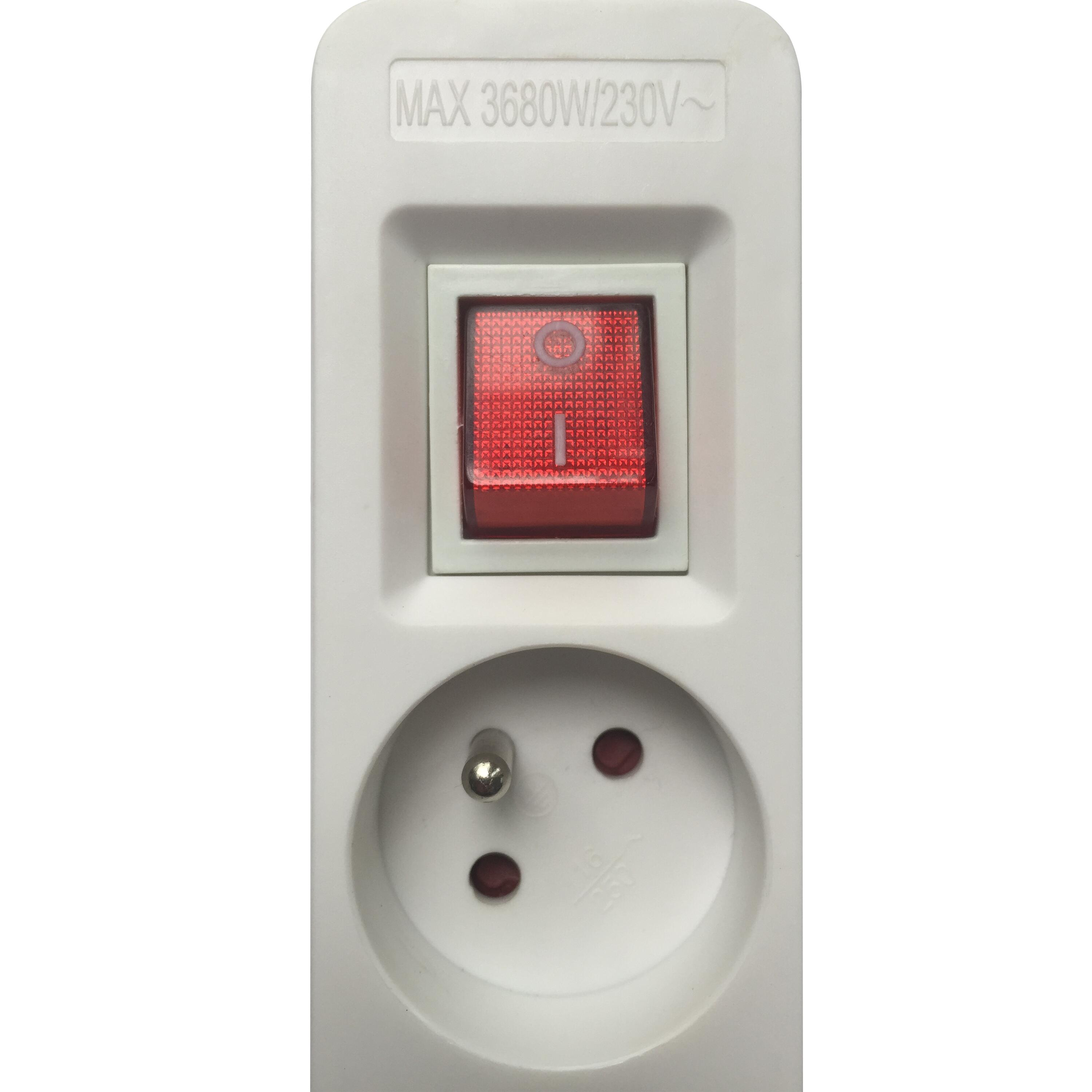 Multiprise filaire avec interrupteur, 5 prises blanc, 1.5M, LEXMAN - 3