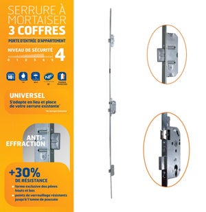 Cylindre de sécurité - TESA ASSA ABLOY - TK-100 - Nickelé - 30 mm - Protection renforcée - Bricolage