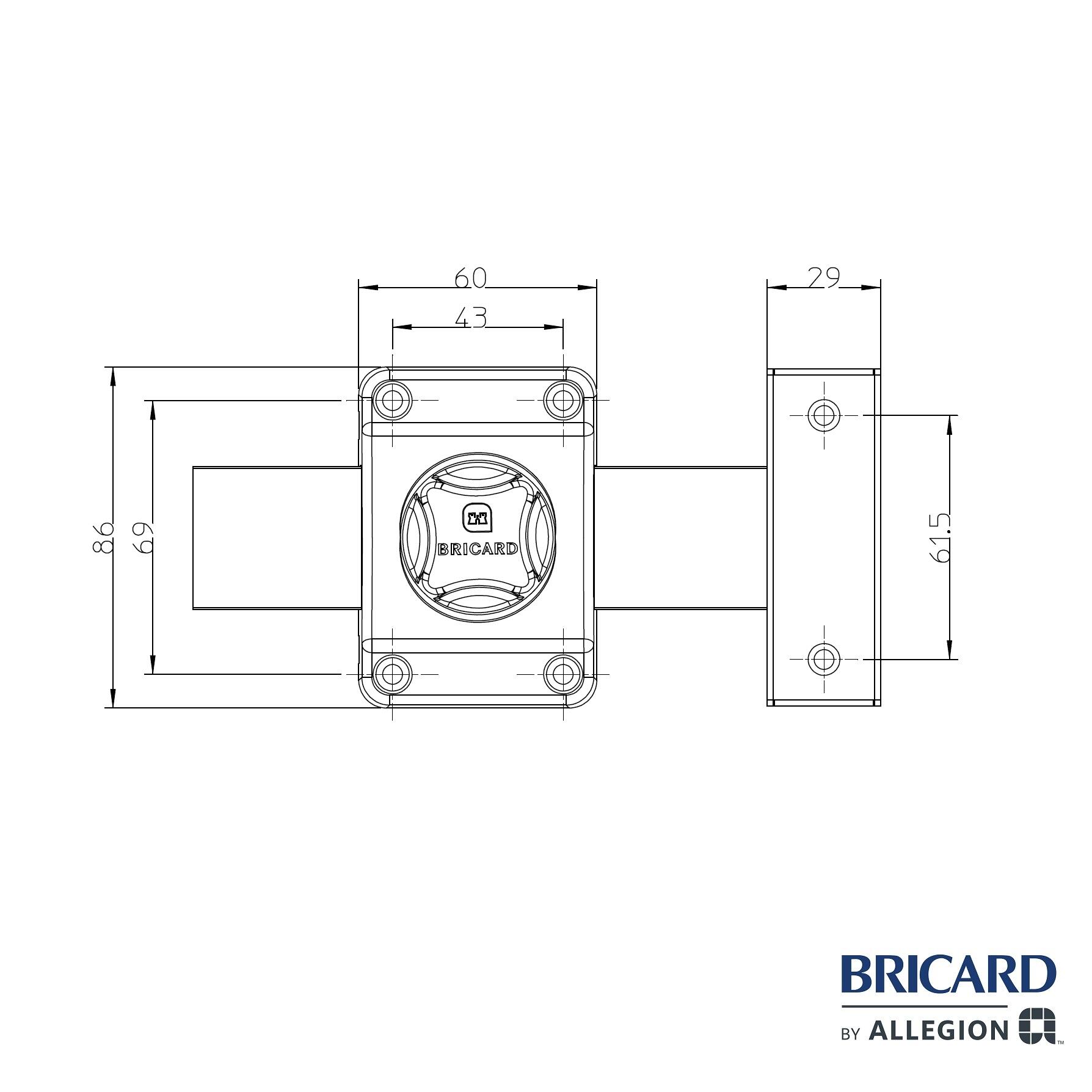 Verrou BRICARD Alpha, L.45 mm ent.fix. 43  l.60 x h.87 mm - 3