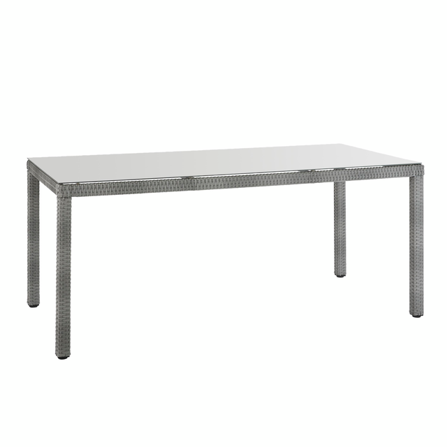 Tavolo da pranzo per giardino Davos NATERIAL in alluminio con piano in vetro grigio per 6 persone 89.5x179.5cm