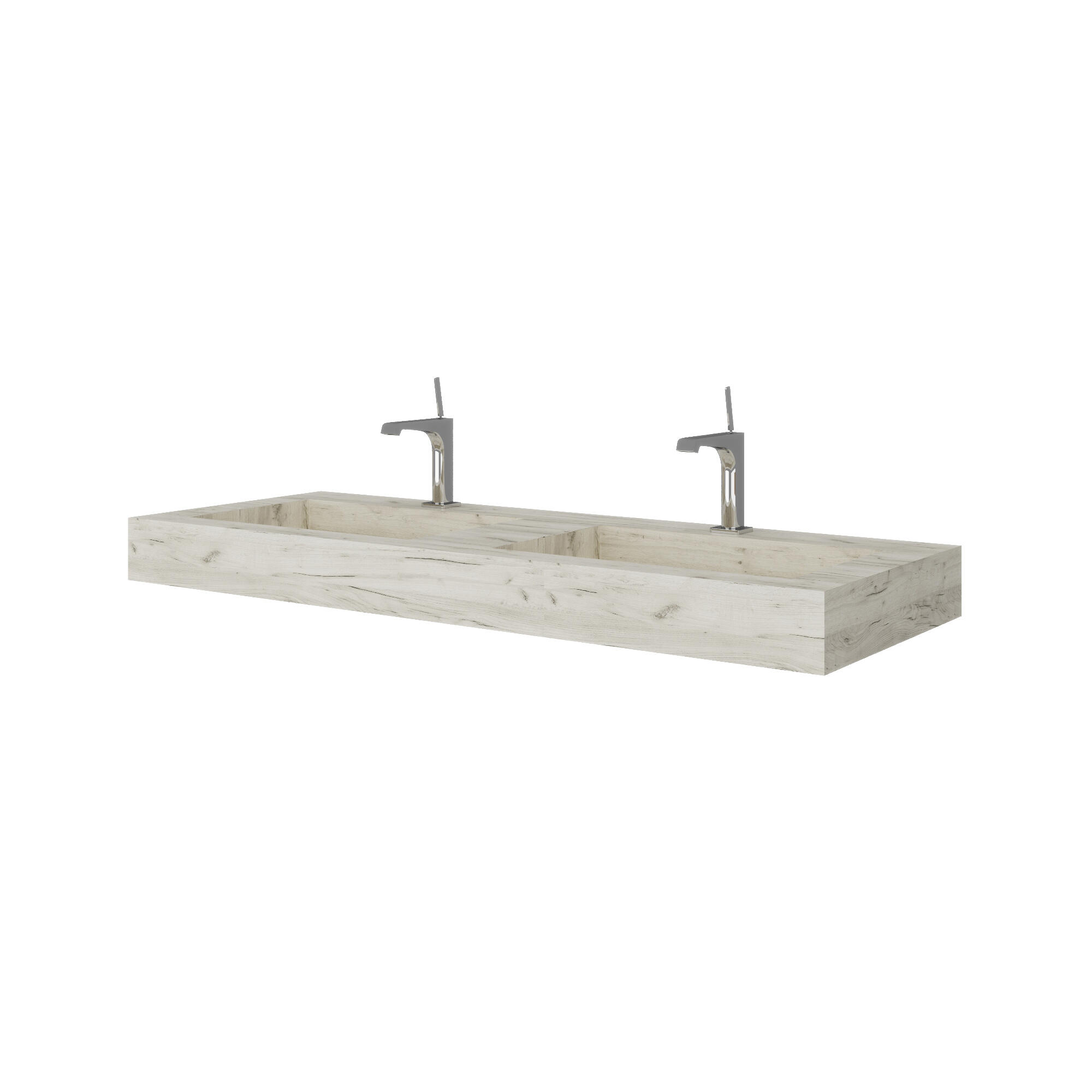 Lavabo a incasso rettangolare doppia vasca IDEEA L 120 x H 12 cm in legno bianco opaco - 8