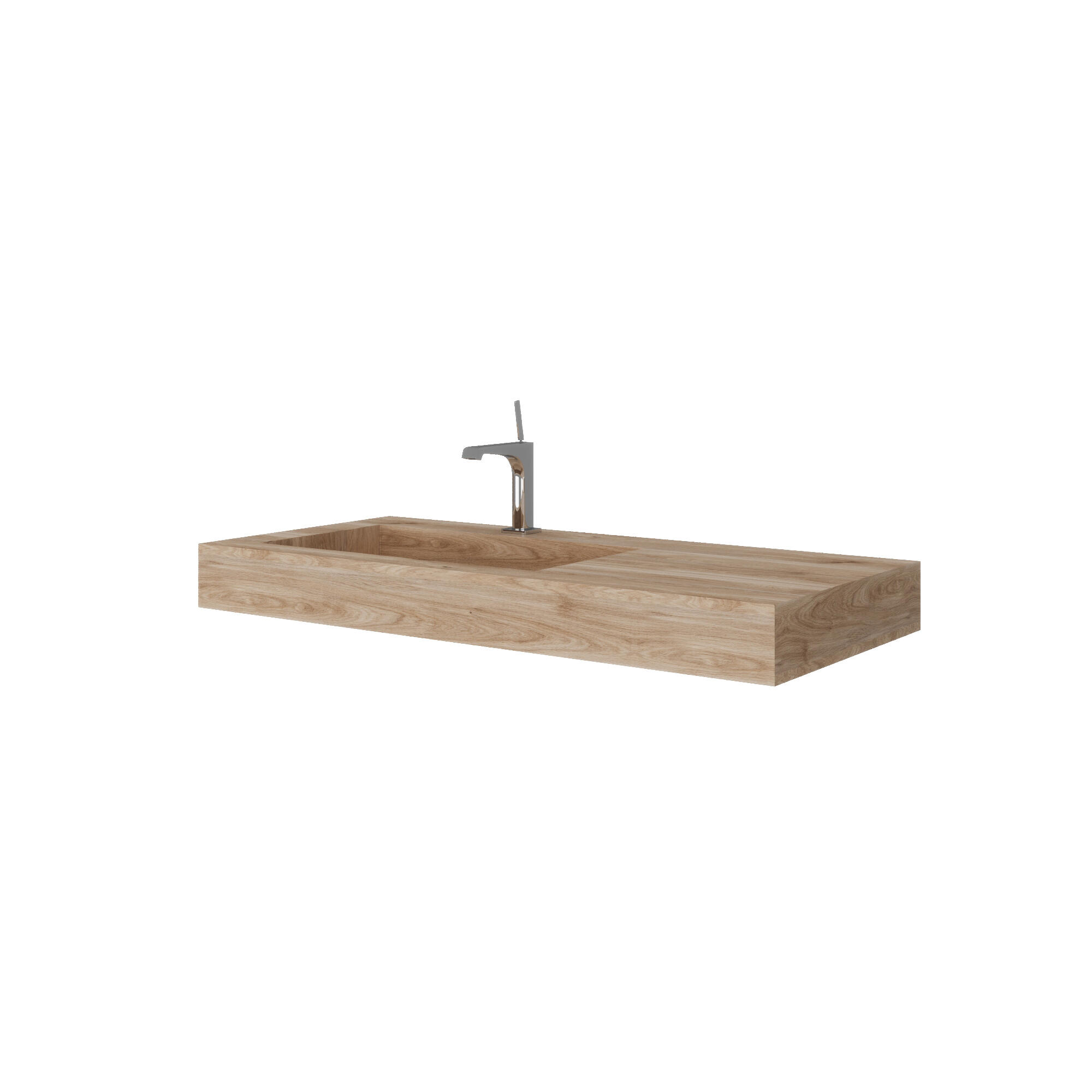 Lavabo a incasso rettangolare vasca a sinistra IDEEA L 100 x H 12 cm in legno beige opaco - 9