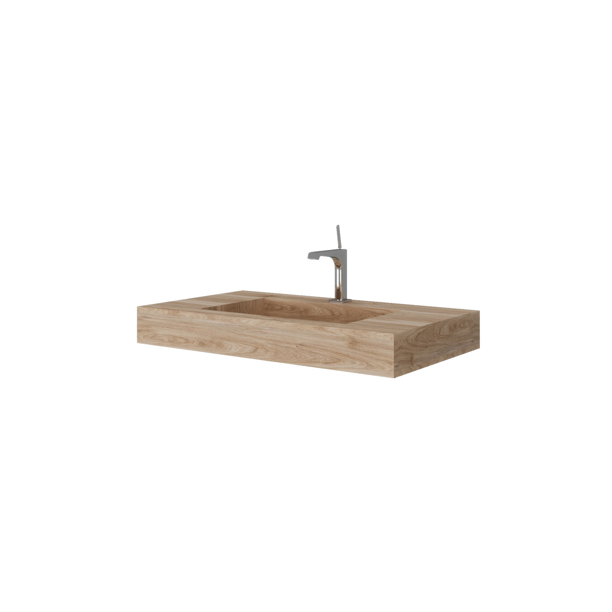Lavabo a incasso rettangolare vasca centrale IDEEA L 80 x H 12 cm in legno beige opaco - 7