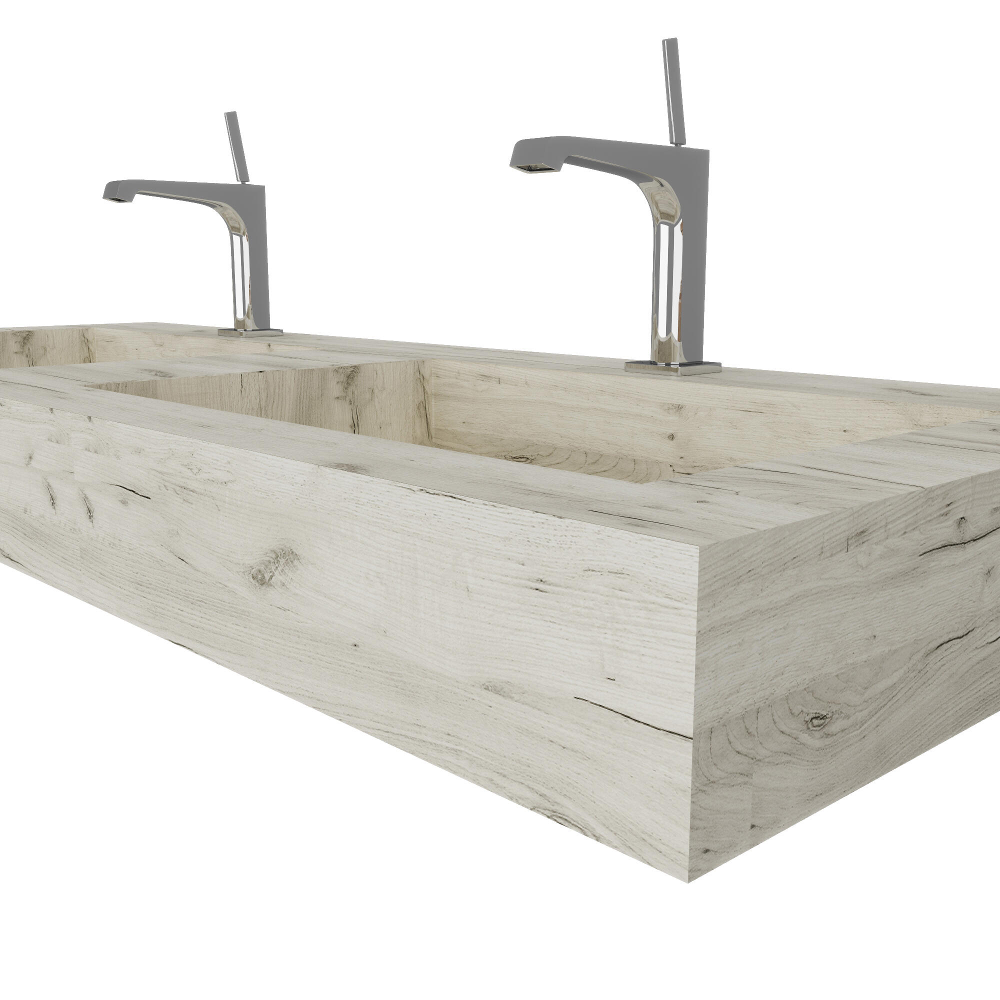 Lavabo a incasso rettangolare doppia vasca IDEEA L 120 x H 12 cm in legno bianco opaco - 9