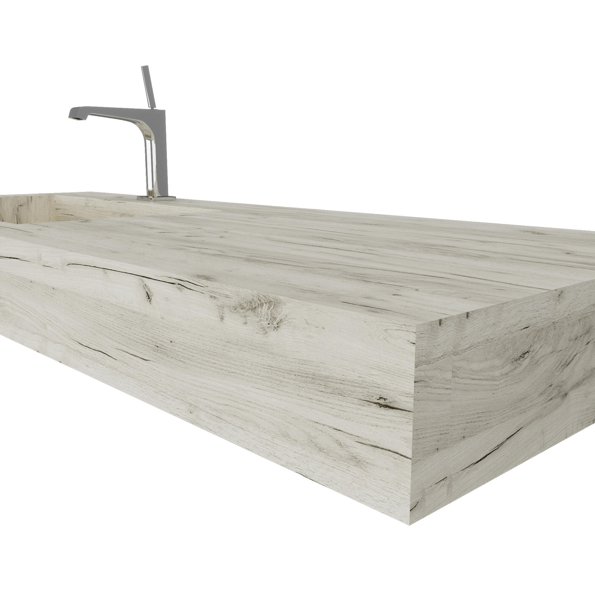 Lavabo a incasso rettangolare vasca a sinistra IDEEA L 120 x H 12 cm in legno bianco opaco - 6