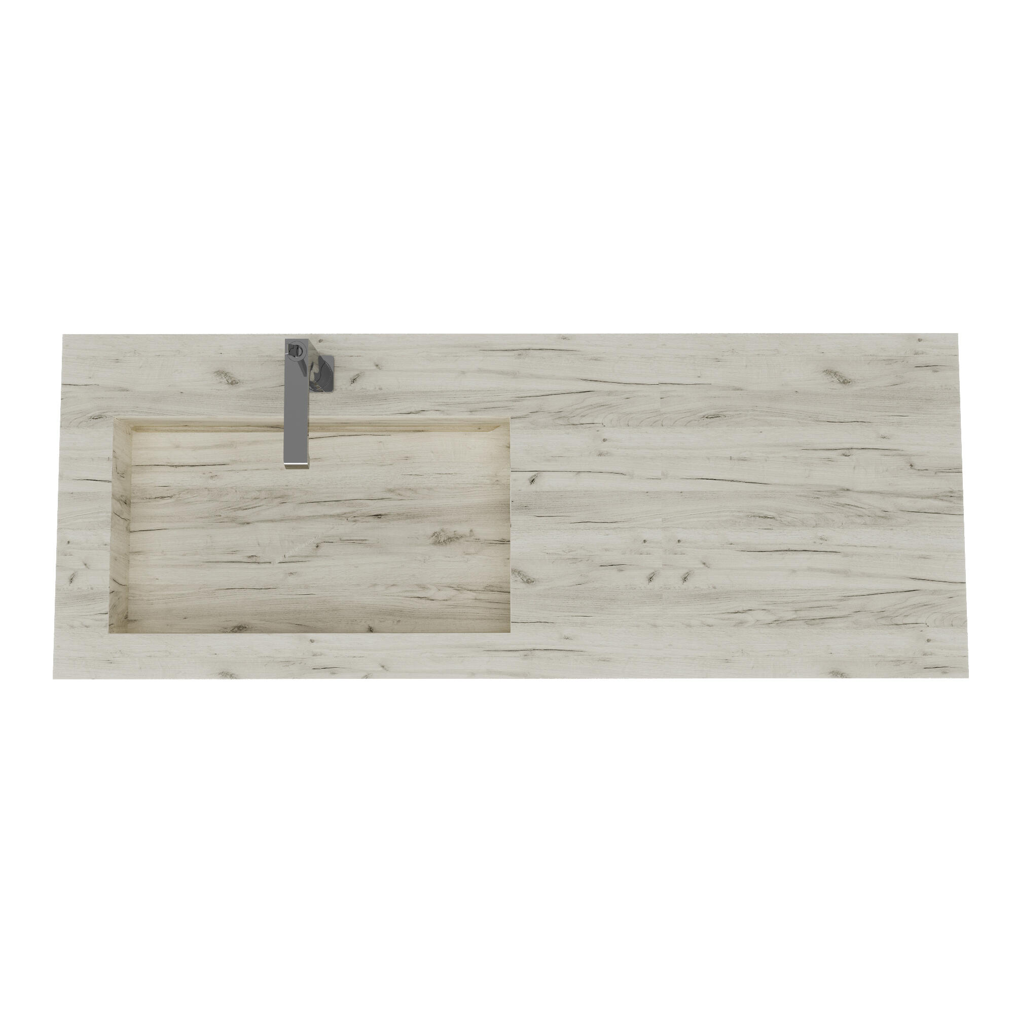 Lavabo a incasso rettangolare vasca a sinistra IDEEA L 120 x H 12 cm in legno bianco opaco - 5