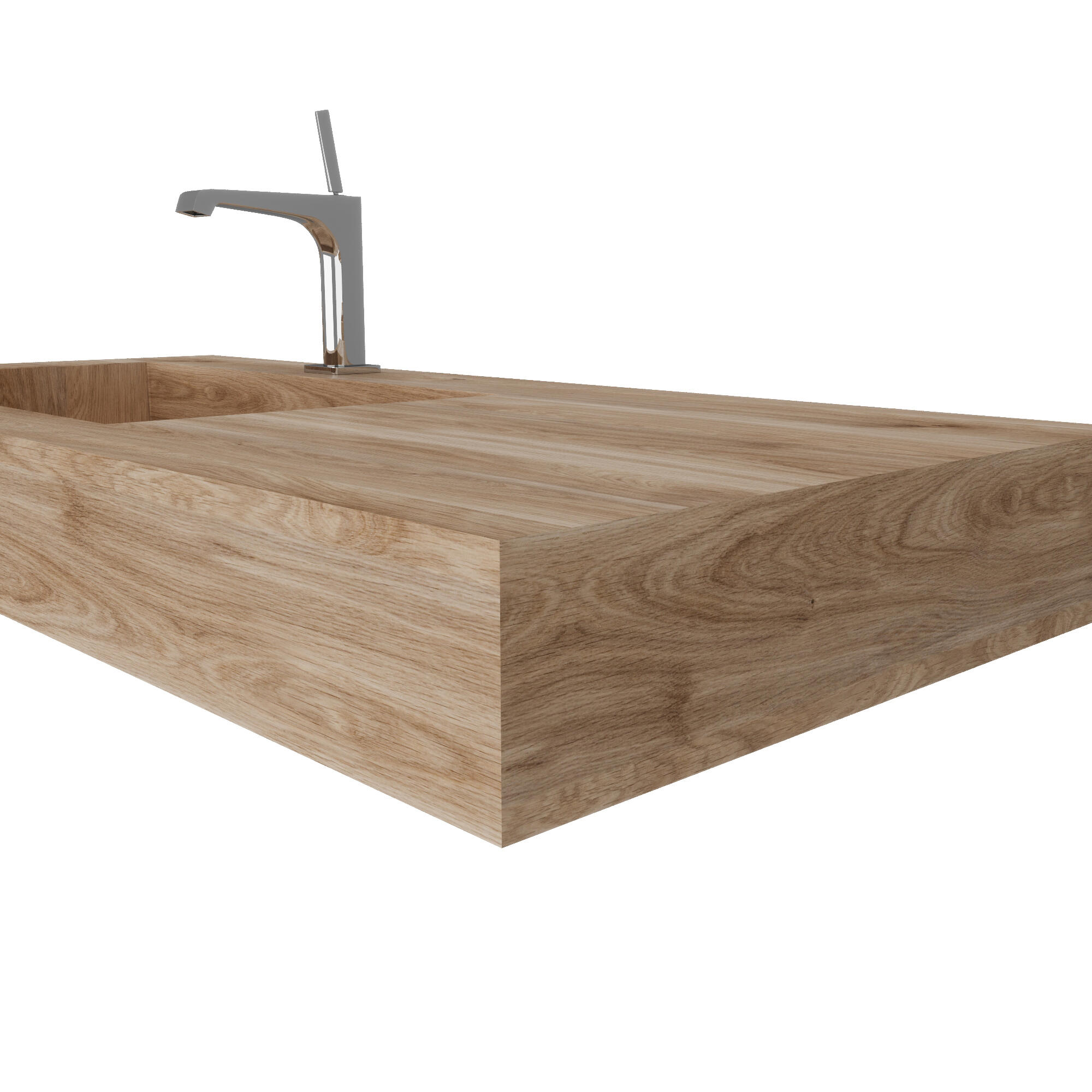 Lavabo a incasso rettangolare vasca a sinistra IDEEA L 100 x H 12 cm in legno beige opaco - 10