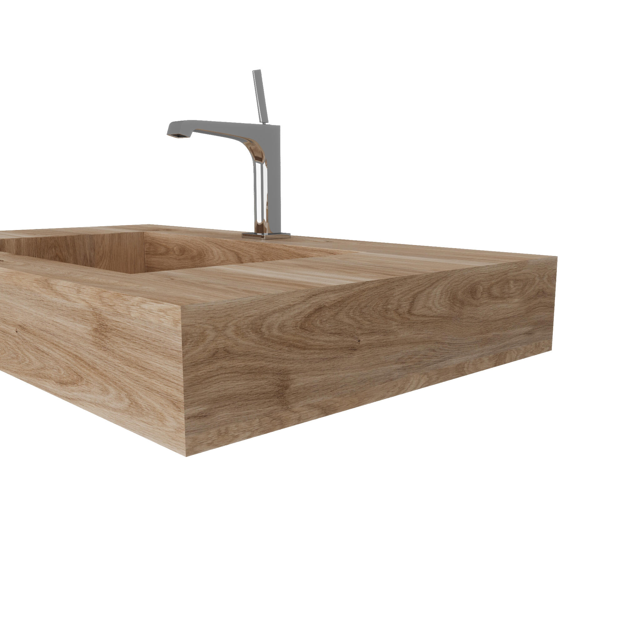 Lavabo a incasso rettangolare vasca centrale IDEEA L 80 x H 12 cm in legno beige opaco - 8
