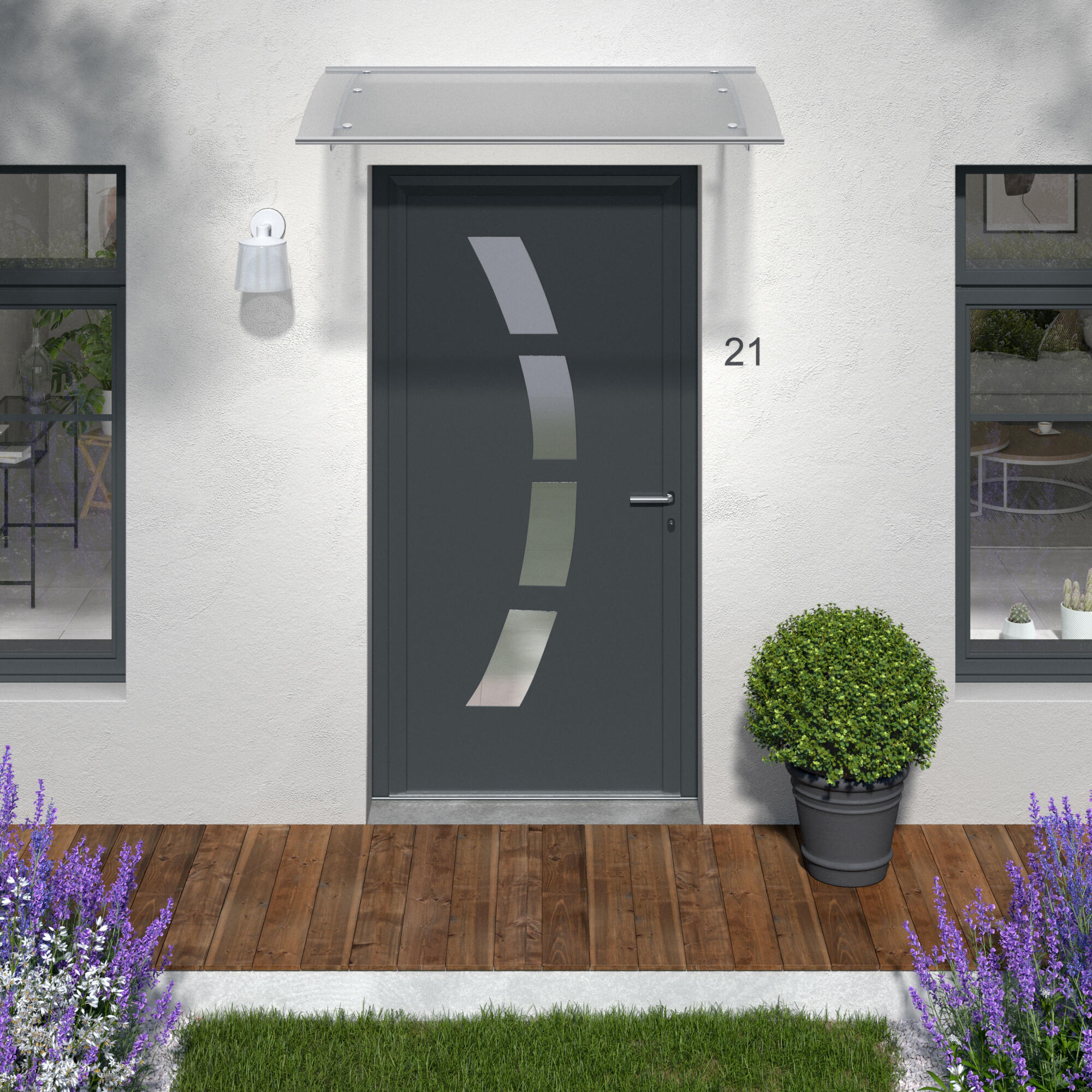 Daszek nad drzwi prosty 150 x 90 cm srebrny Artens - 4