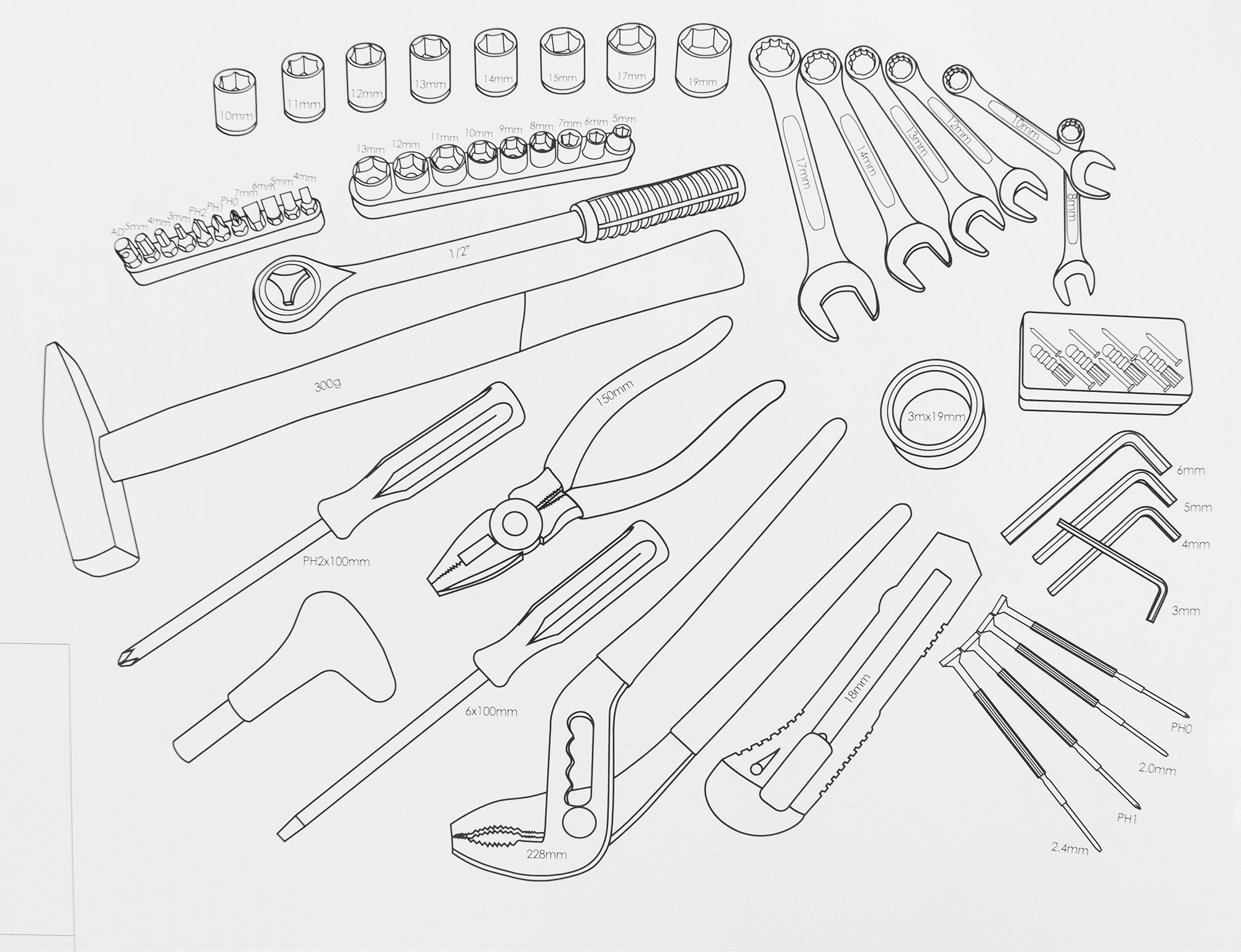 Assortiments kit d'outils 141 pièces - 8