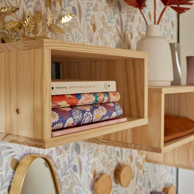 Photo du rangement des livres dans des cases en bois