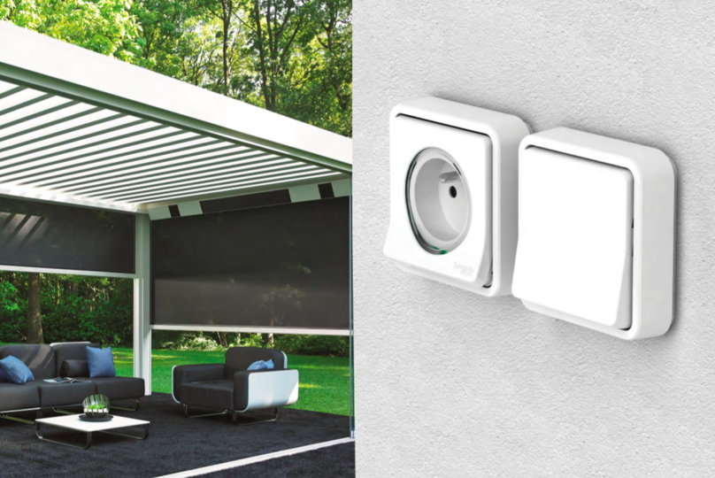 Prise avec terre étanche complet Mureva Styl, SCHNEIDER ELECTRIC, blanc - 3