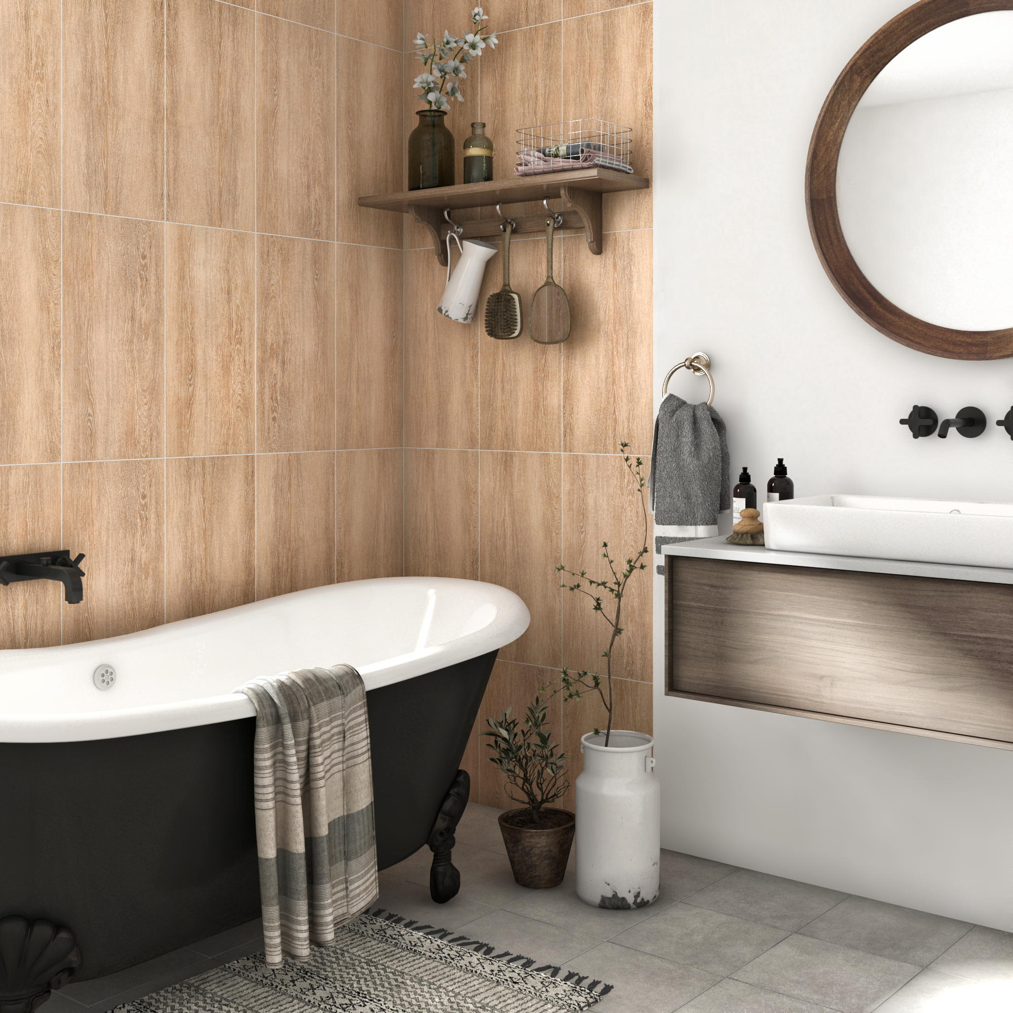 Piastrella da pavimento e rivestimento interno 30.5 x 61.3 cm Sp. 7.4 mm Cabano Natural in gres porcellanato smaltato marrone opaco traffico intenso (pei 4/5) R9 1.5 mq - 2