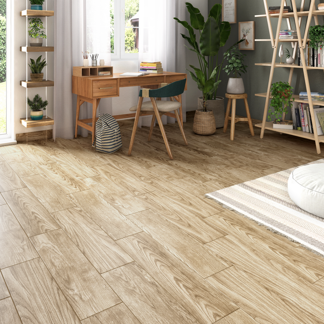 Carrelage sol intérieur/mur intérieur effet bois beige Arden l.20 x L.80 cm