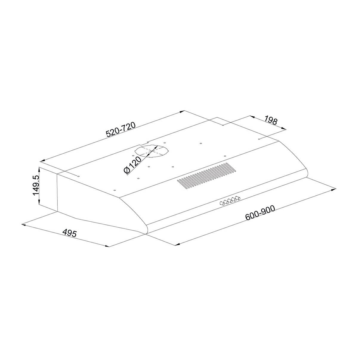 Cappa sottopensile 1201 SILVERLINE argento L 90 cm - 2