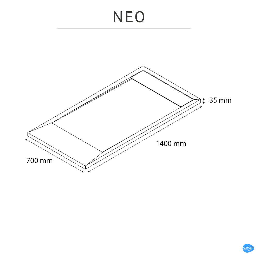 Base de duche SENSEA NEO CARGA MINERAL PRETA 140X70CM - 12