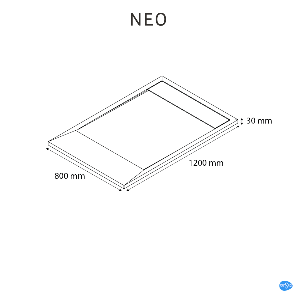 Base de duche SENSEA NEO CARGA MINERAL PRETA 120X80CM - 10