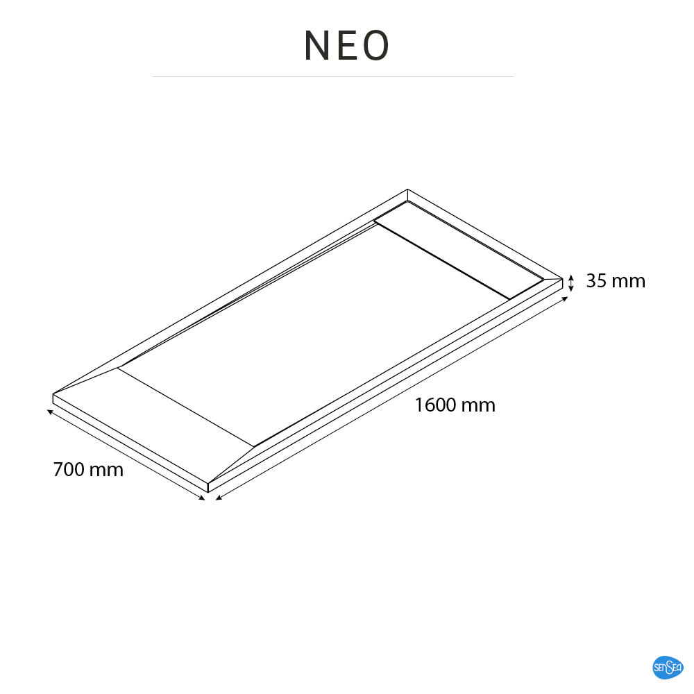 Base de duche SENSEA NEO CARGA MINERAL BRANCA 160X70CM - 9