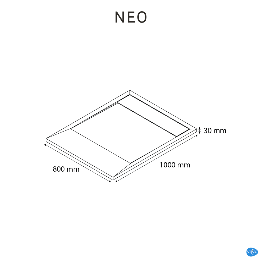 Base de duche NEO CARGA MINERAL BRANCA 100X80CM - 6