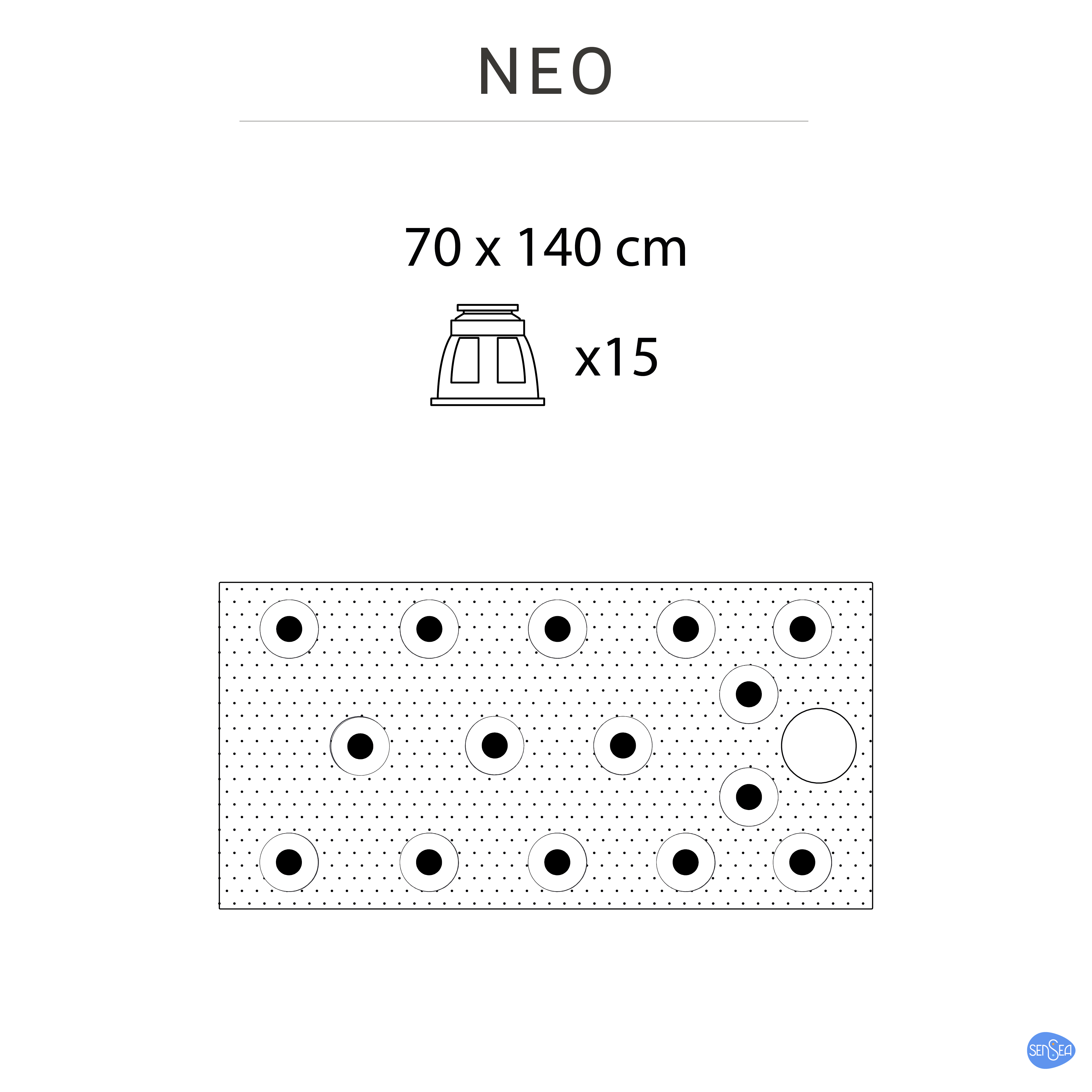 Base de duche SENSEA NEO CARGA MINERAL PRETA 140X70CM - 10