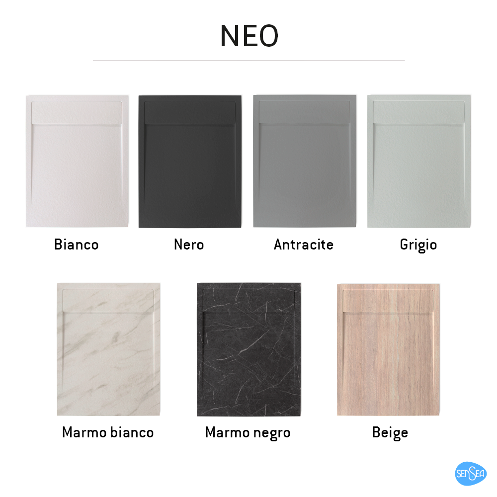 Piatto doccia SENSEA in resina Neo bianco L 80 x L 120 x H 3 cm opaco effetto pietra - 9