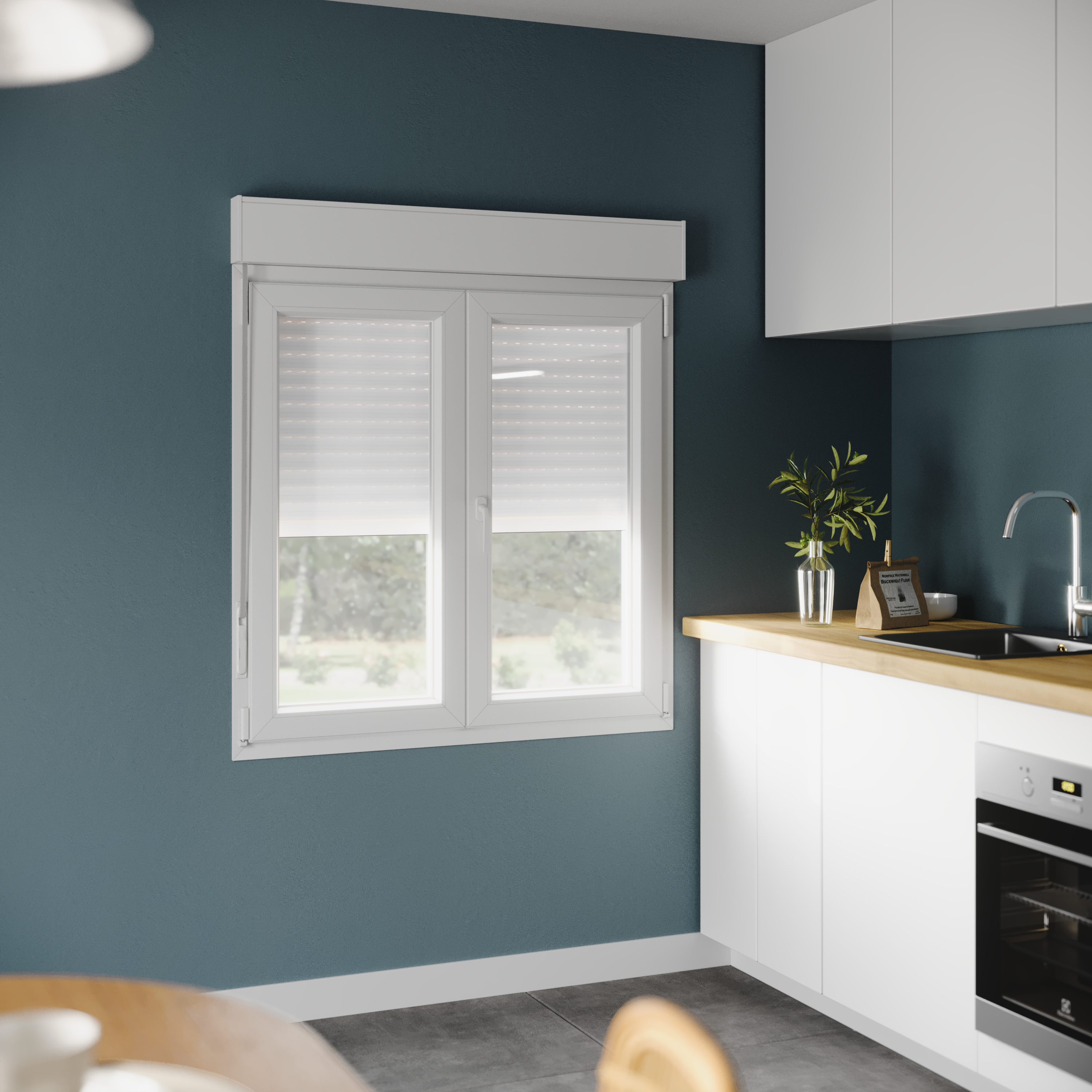 Ventana PVC blanca oscilobatiente con persiana de 120X135 cm - 10