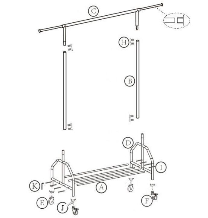 Portant SPACEO Flo gris H.185.5 x P.53 cm - 10
