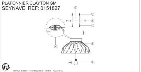 Plafonnier E27, acier, blanc Clayton D.50 cm SEYNAVE - 4