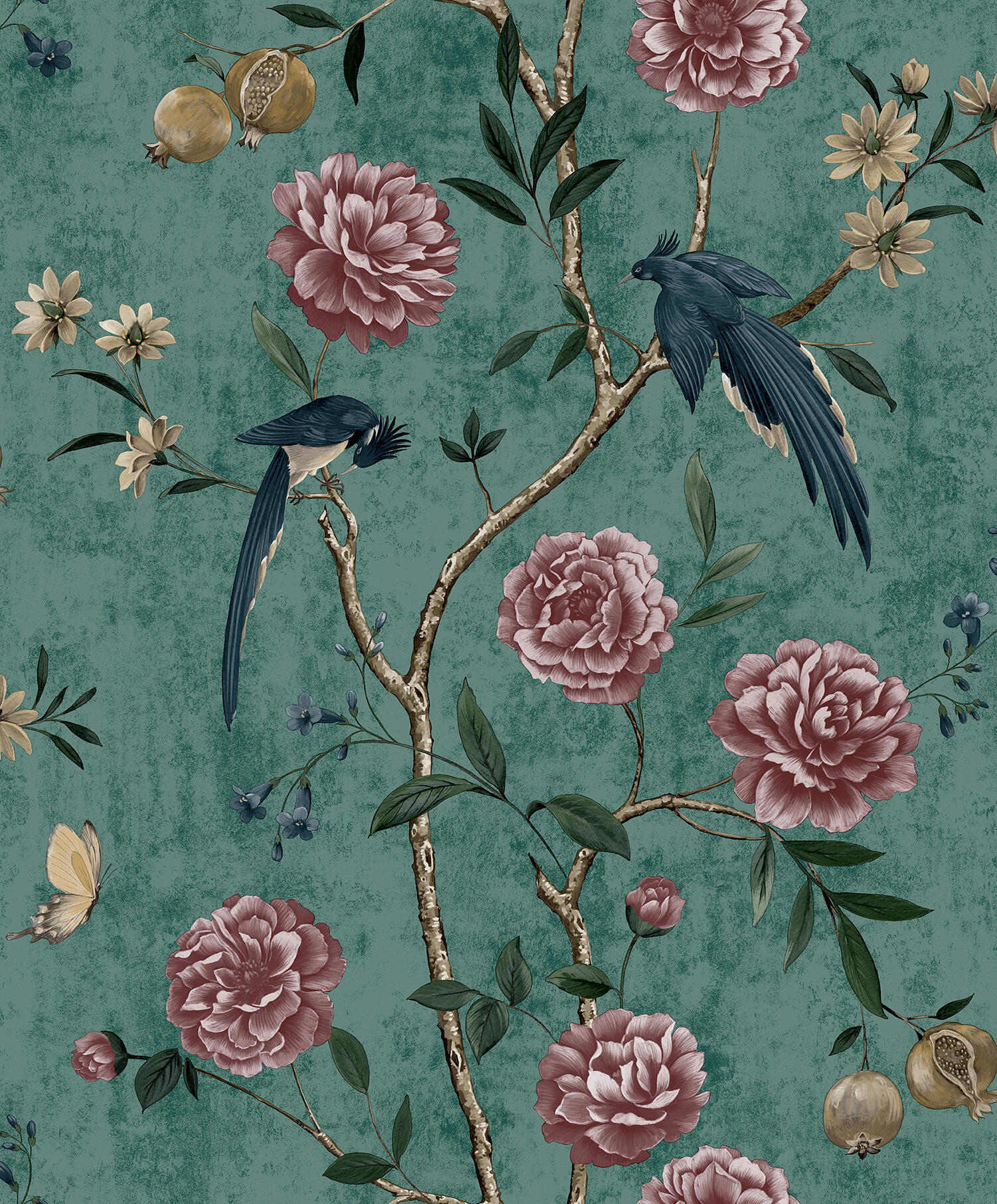 Papier peint intissé Animaux Chinoiserie vert - 3