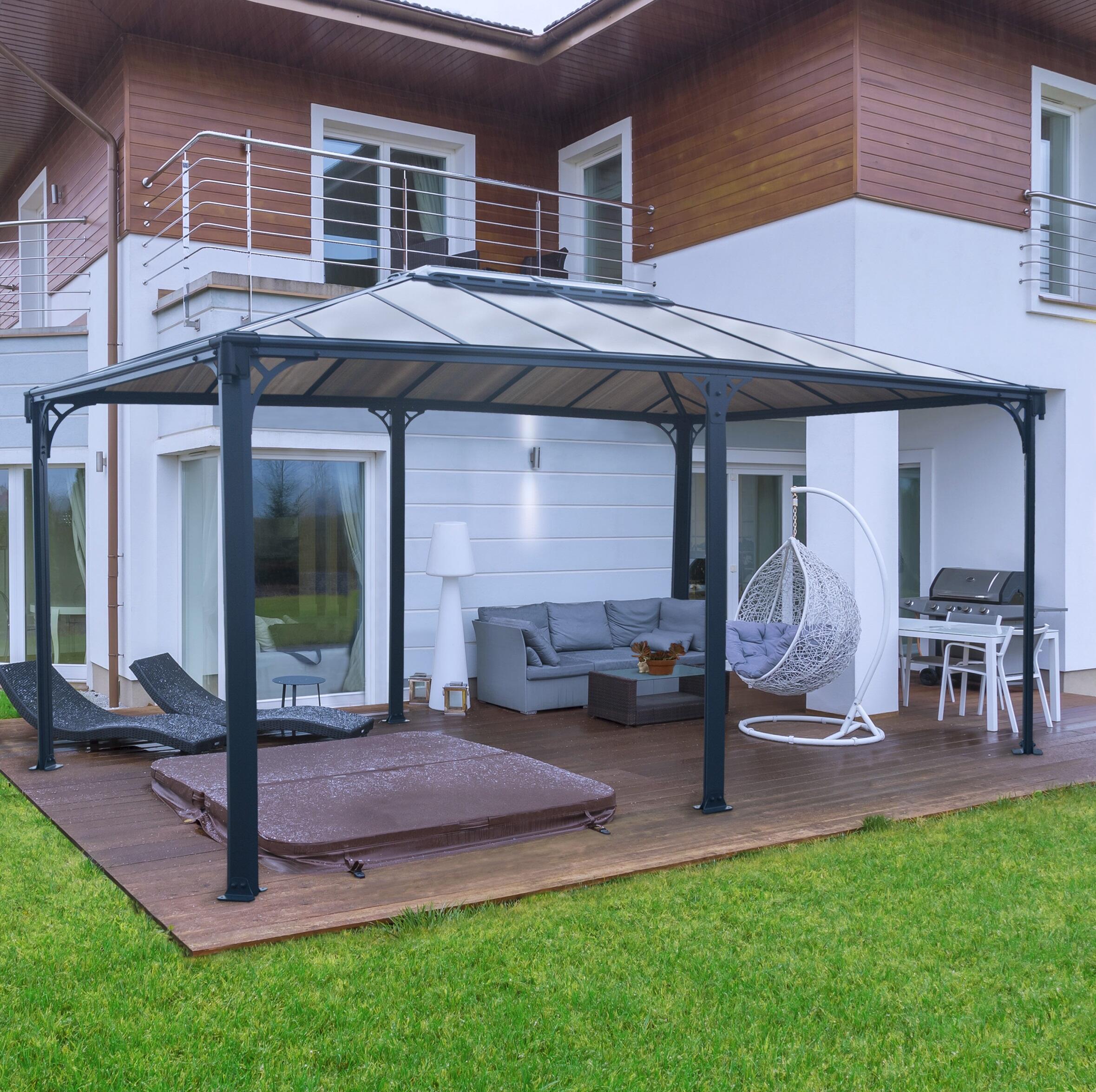 Tonnelle autoportante ouverte MARTINIQUE 5000, alu et polycarbonate ...