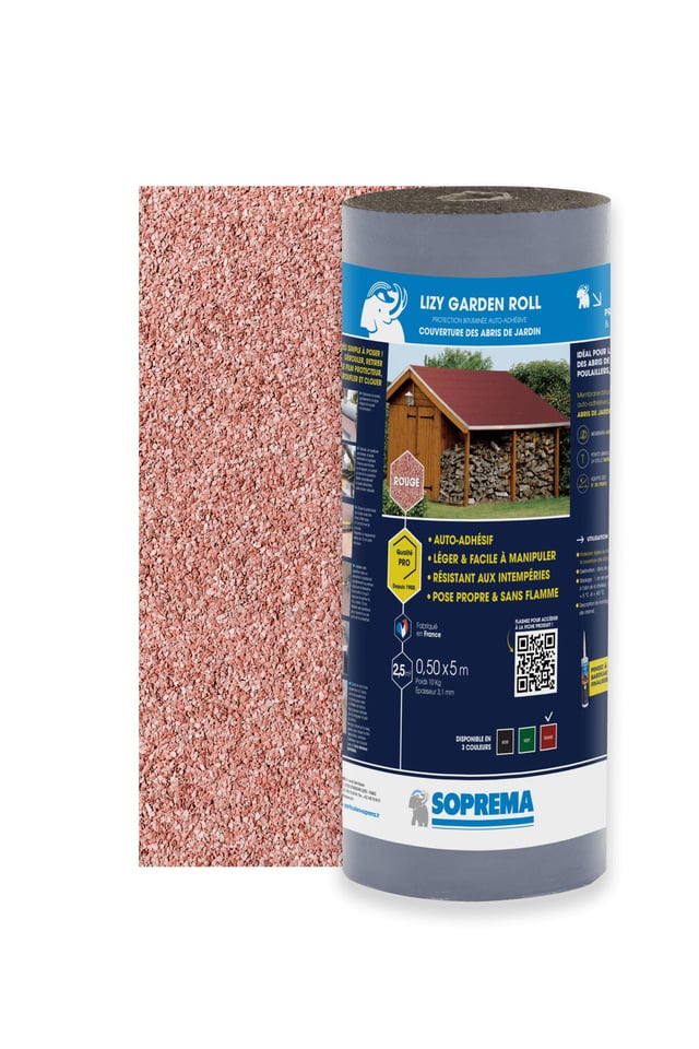 Bardeau rouleau bitume adhésif rouge 0.5x5m SOPREMA