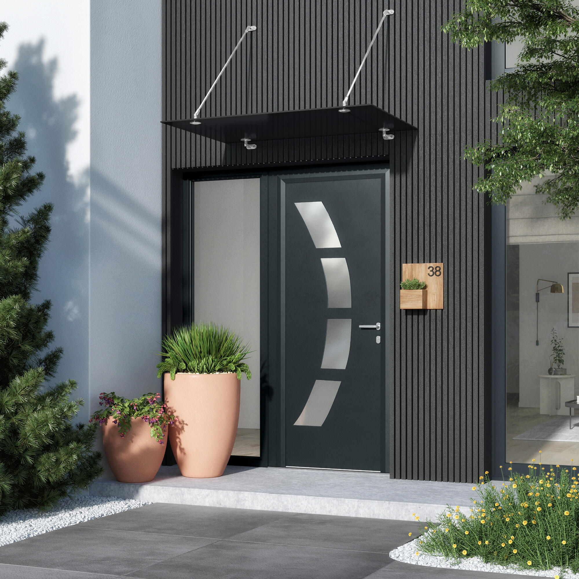 Alpendre em vidro preto Isoxa 140x90 cm - 9