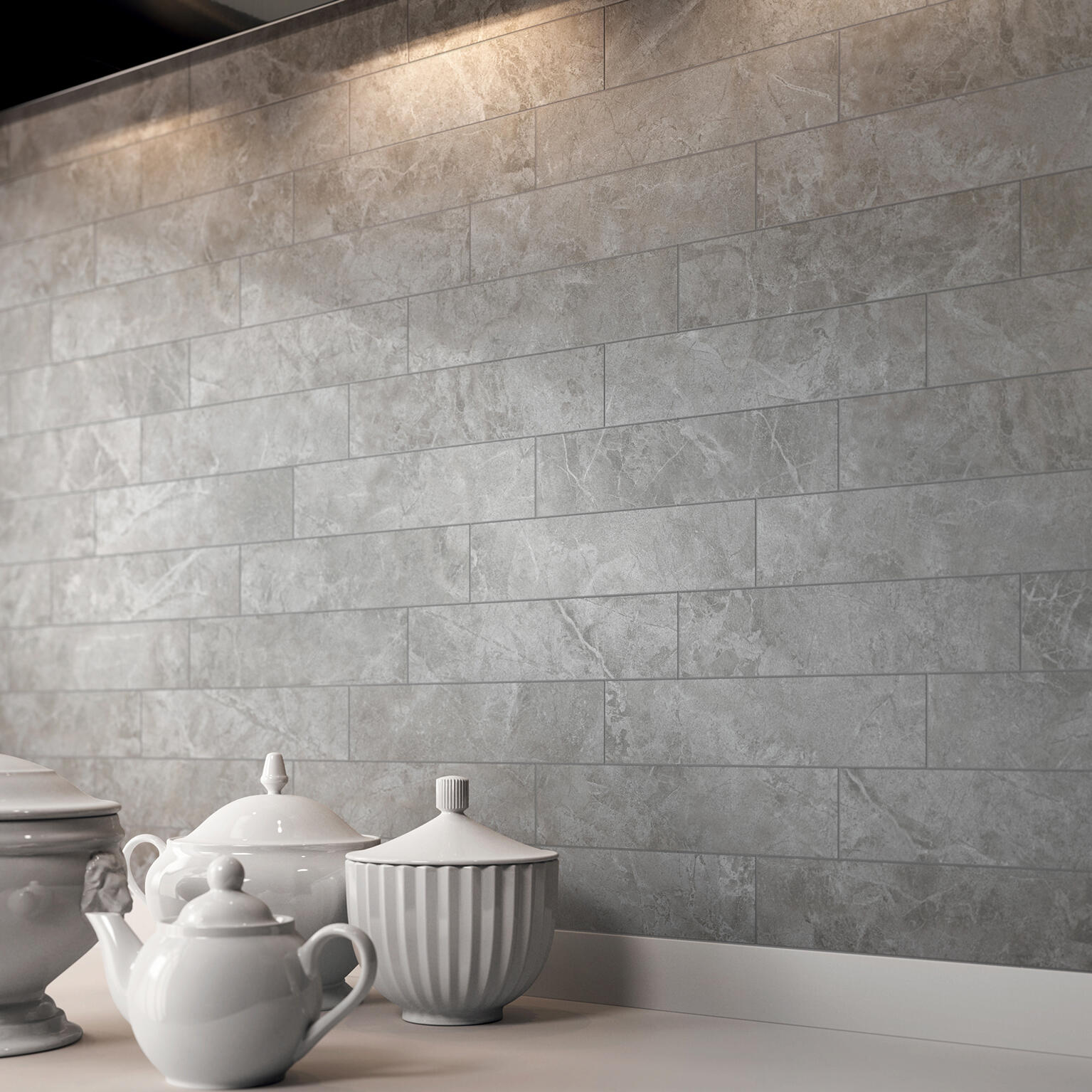 Carrelage mur intérieur effet marbre gris Windsor l.30 x L.60 cm ARTENS main image 1