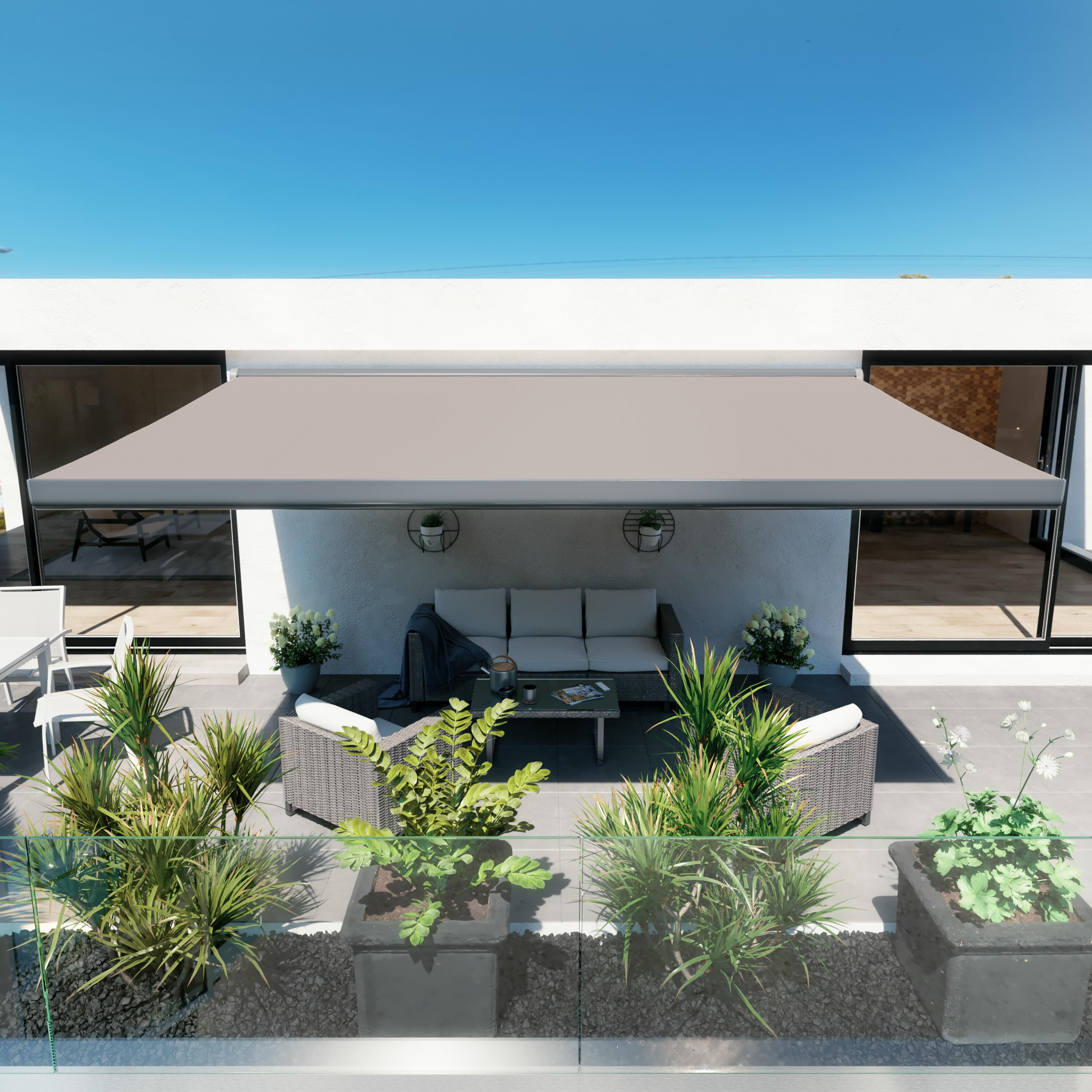 Store banne manuel 2.95 x 2 m Nori S gris, toile acrylique beige - 3