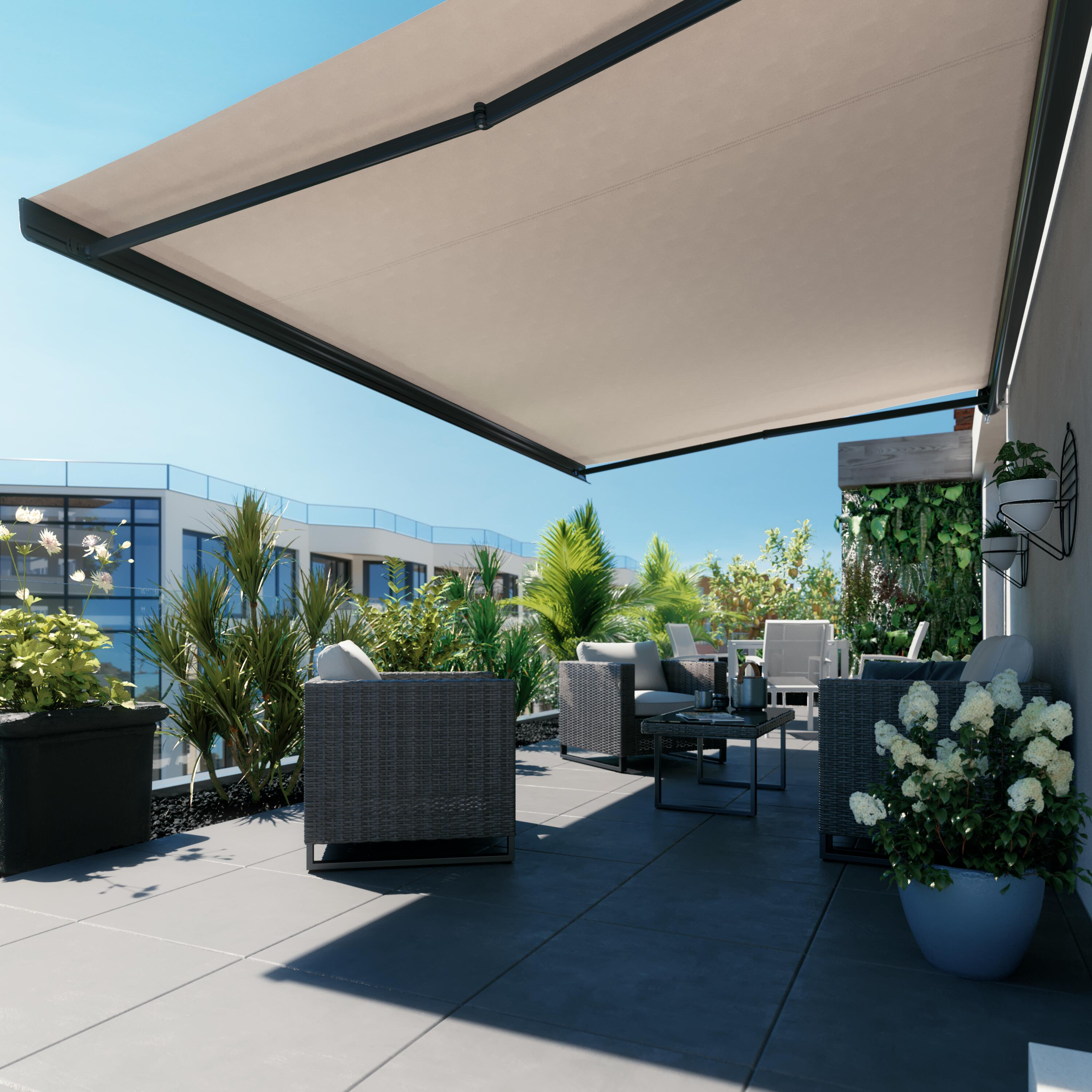 Store banne manuel 2.95 x 2 m Nori S gris, toile acrylique beige - 2