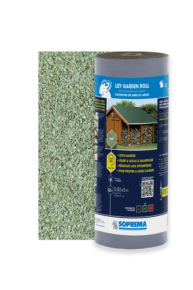 Bardeau rouleau bitume adhésif vert 0.5x5m SOPREMA