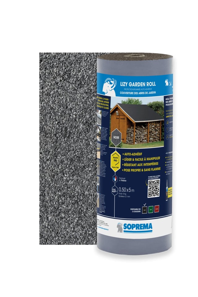 Bardeau rouleau bitume adhésif noir 0.5x5m SOPREMA