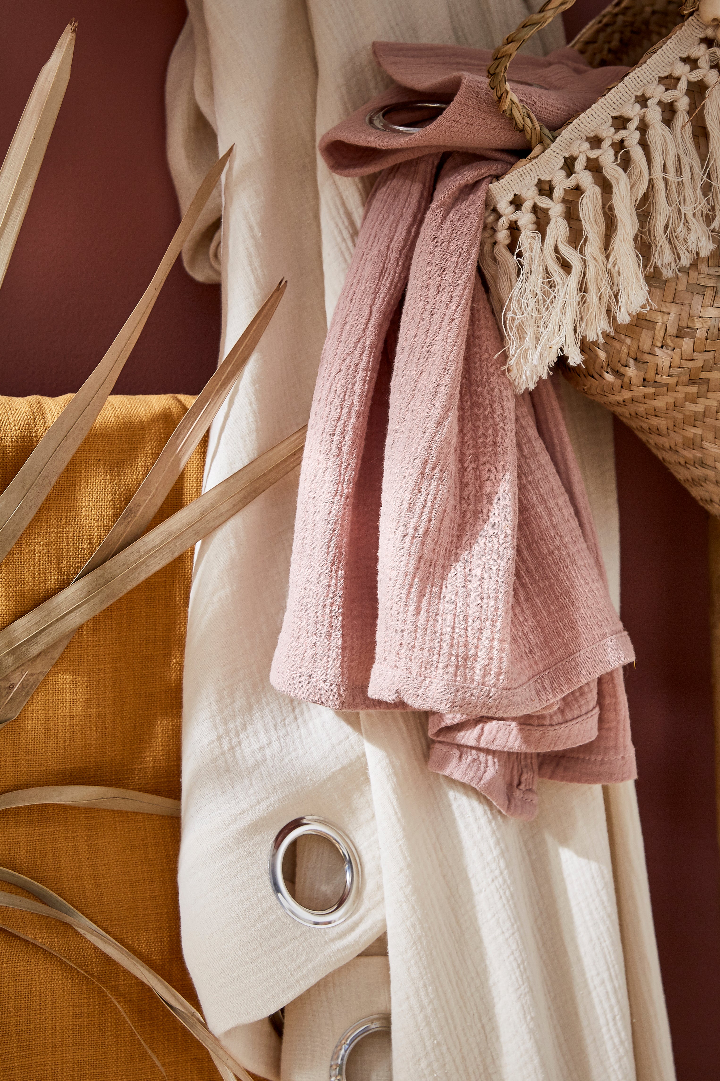 Rideau tamisant, Joey coton, ocre H.250 x l.140 cm - 2